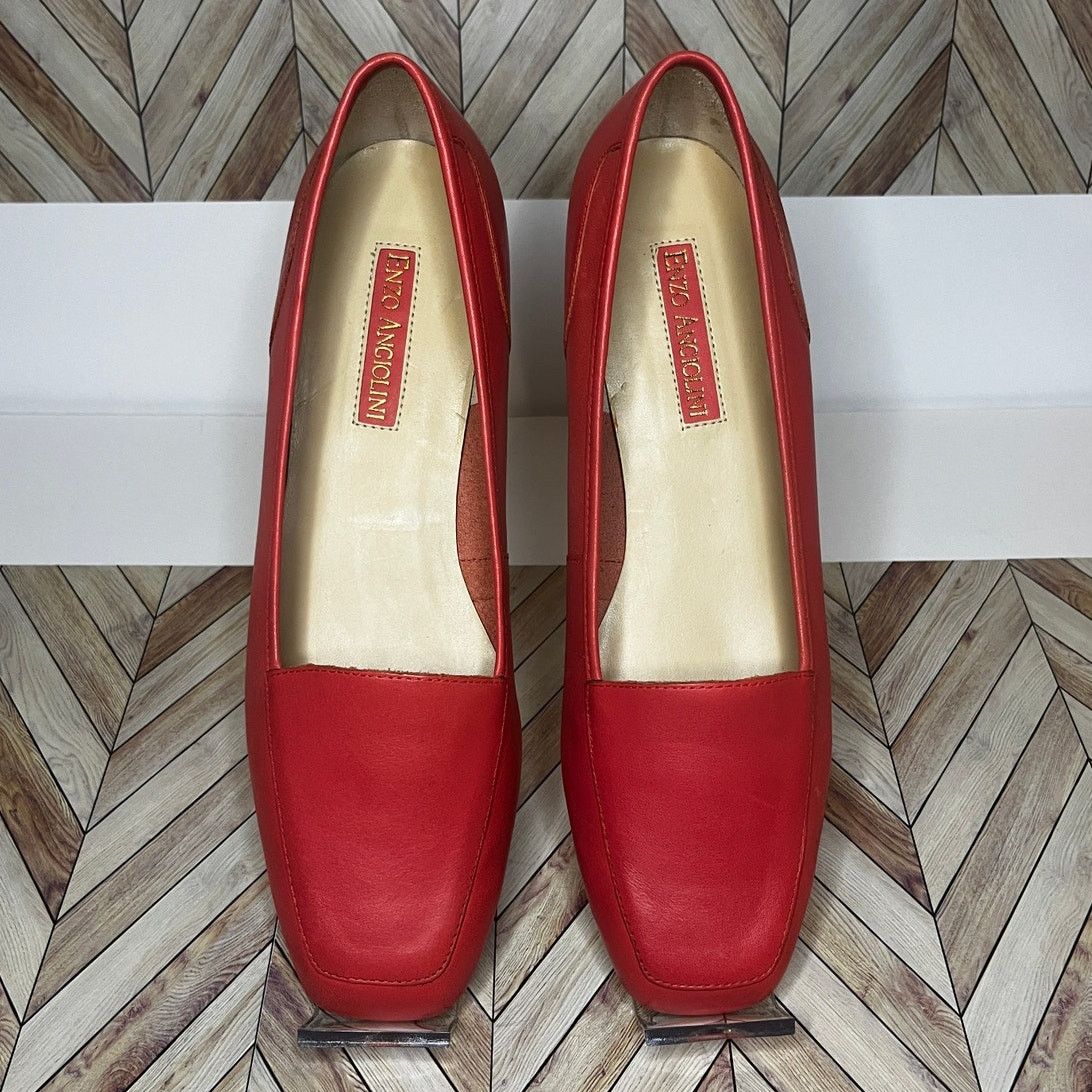 Other Enzo Angiolini Leather Square Toe Flat Shoes Red 9.5N Size US 9.5 / IT 39.5 - 2 Thumbnail