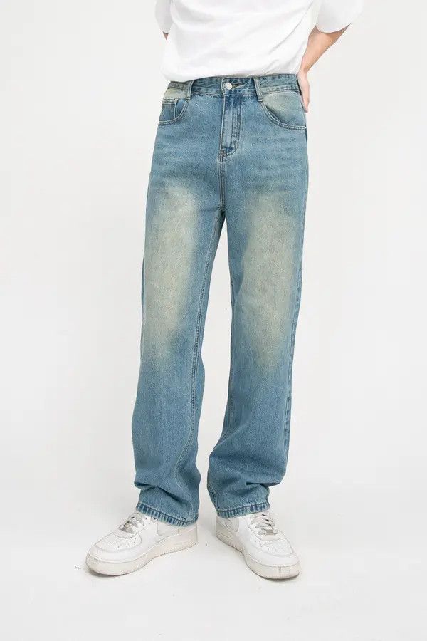 Japanese Brand Men's wide-leg vintage distressed loose straight jeans Size US 34 / EU 50 - 2 Thumbnail