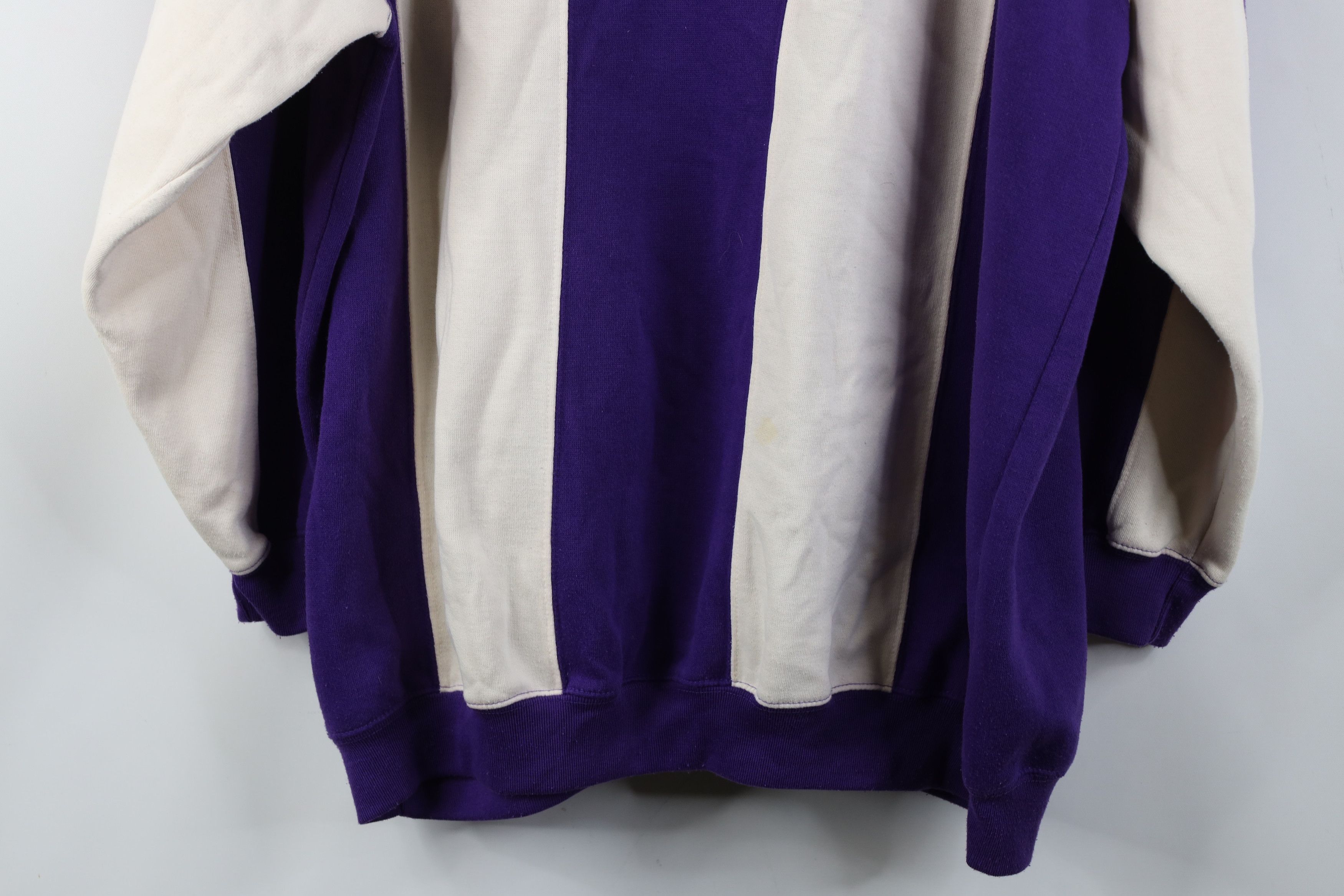Vintage Vintage 90s Streetwear Block Striped Collared Sweatshirt Size L / US 10 / IT 46 - 11 Thumbnail