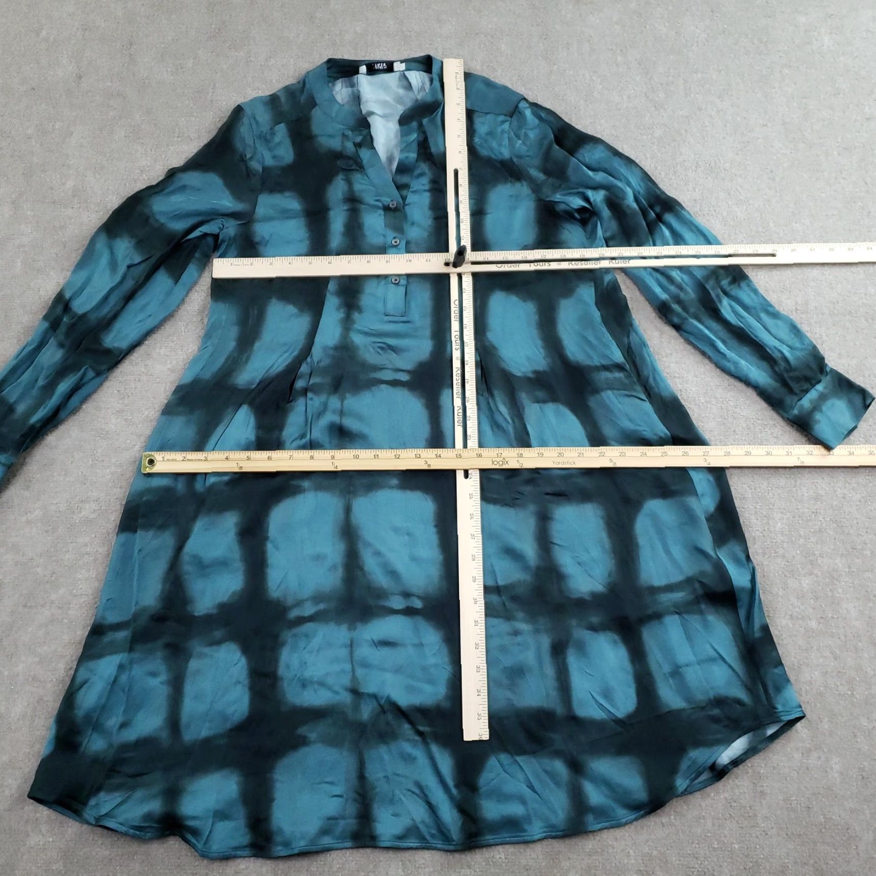 Vintage 0039 Italy Shirt Dress Womens Medium Blue Tie Dye Viscose Henley Ester Boho Size M / US 6-8 / IT 42-44 - 2 Thumbnail