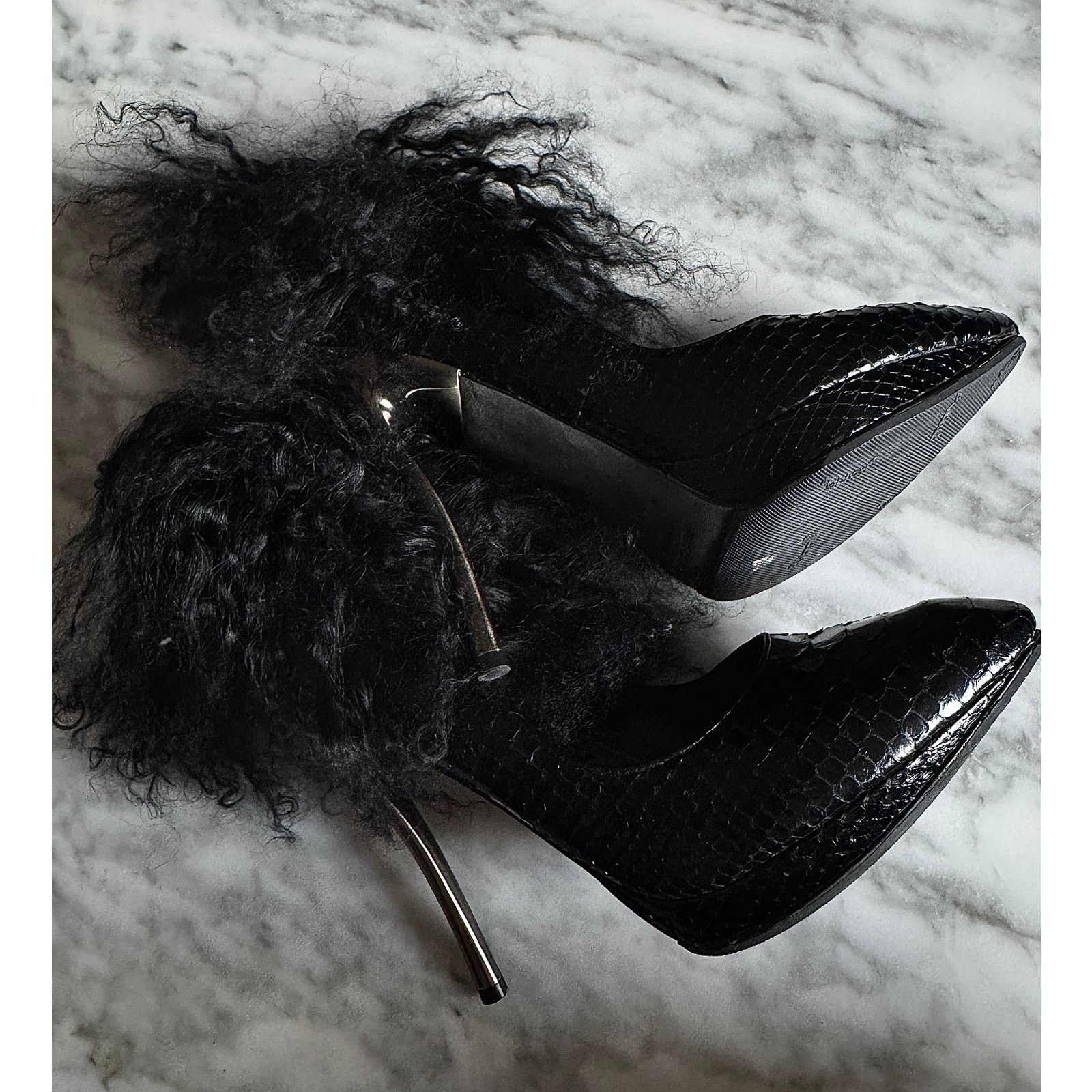 Lanvin Lanvin AW10 Python & Mongolian Lamb Fur Heels Black Size US 7.5 / IT 37.5 - 1 Thumbnail
