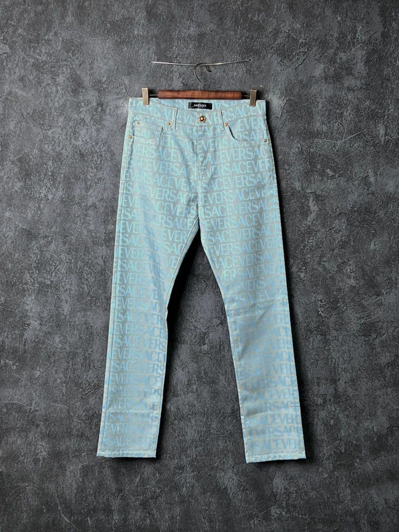 Versace Versace Blue full print jeans Size US 31 - 1 Thumbnail