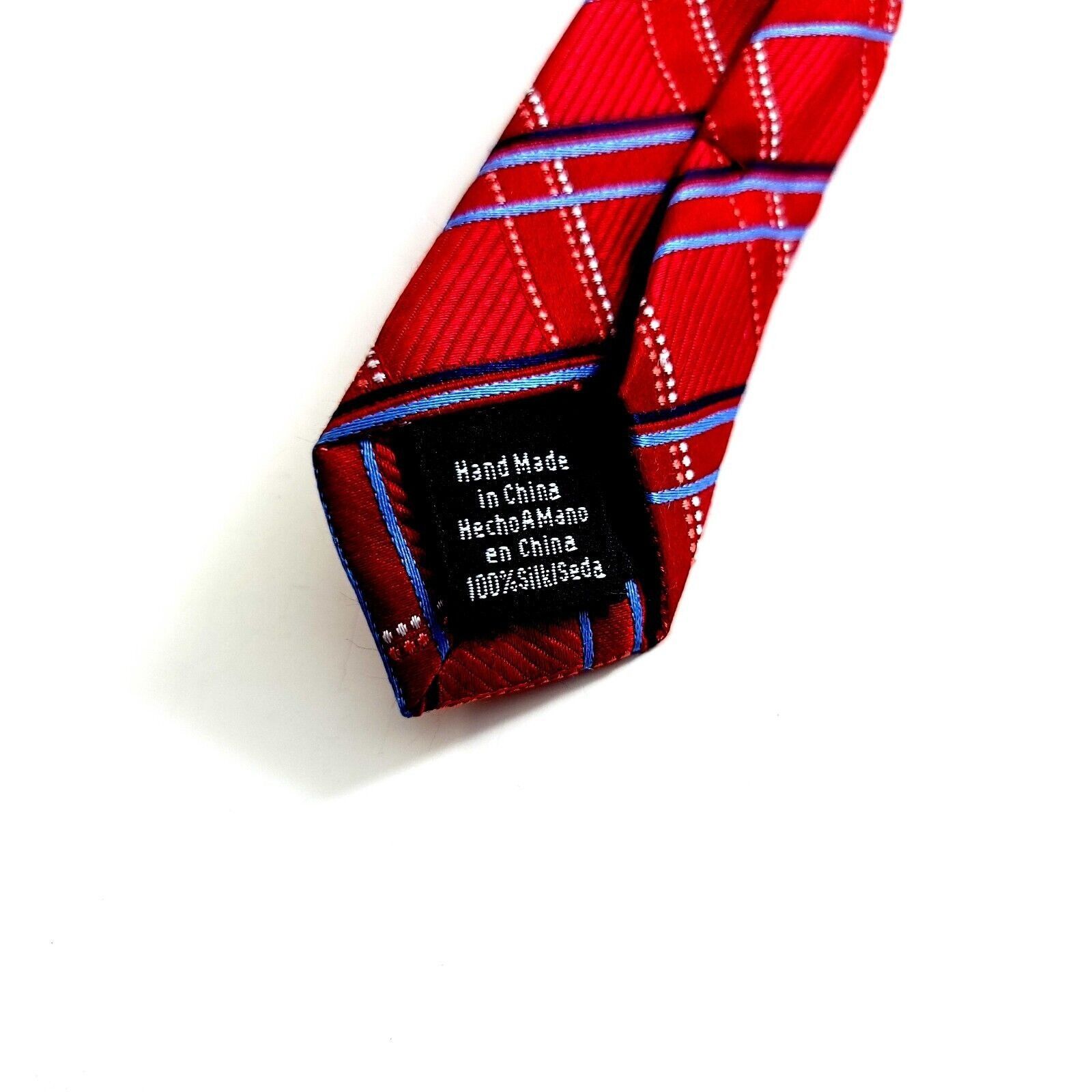 Stafford Stafford Essentials Red Blue Plaid Woven Silk Tie Size ONE SIZE - 4 Thumbnail