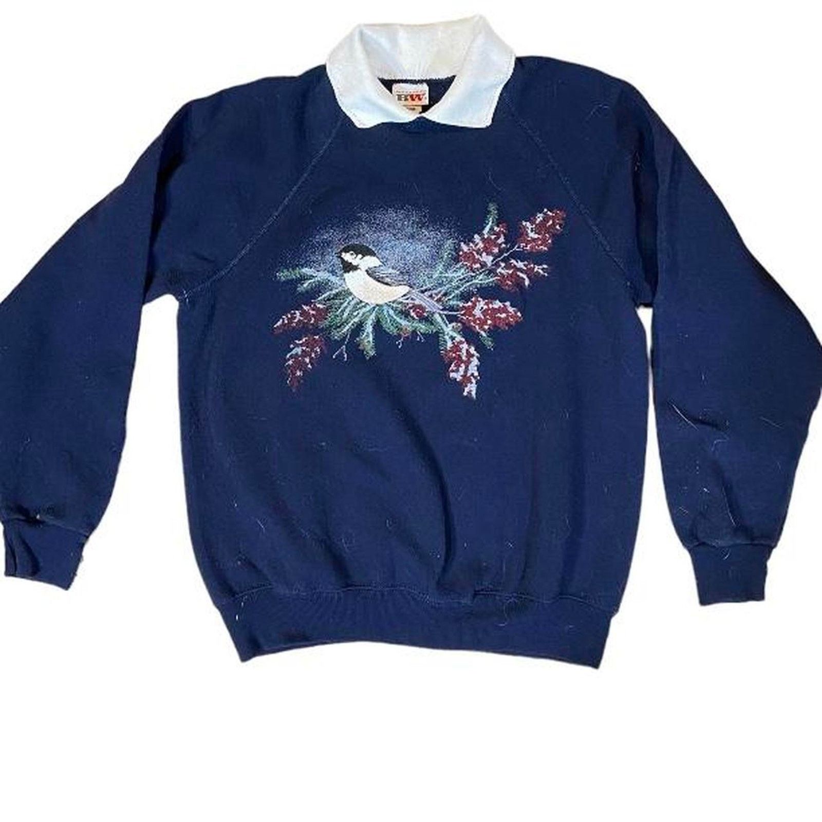 Jerzees 90s navy blue grandma style crewneck sweater Size US L / EU 52-54 / 3 - 1 Thumbnail