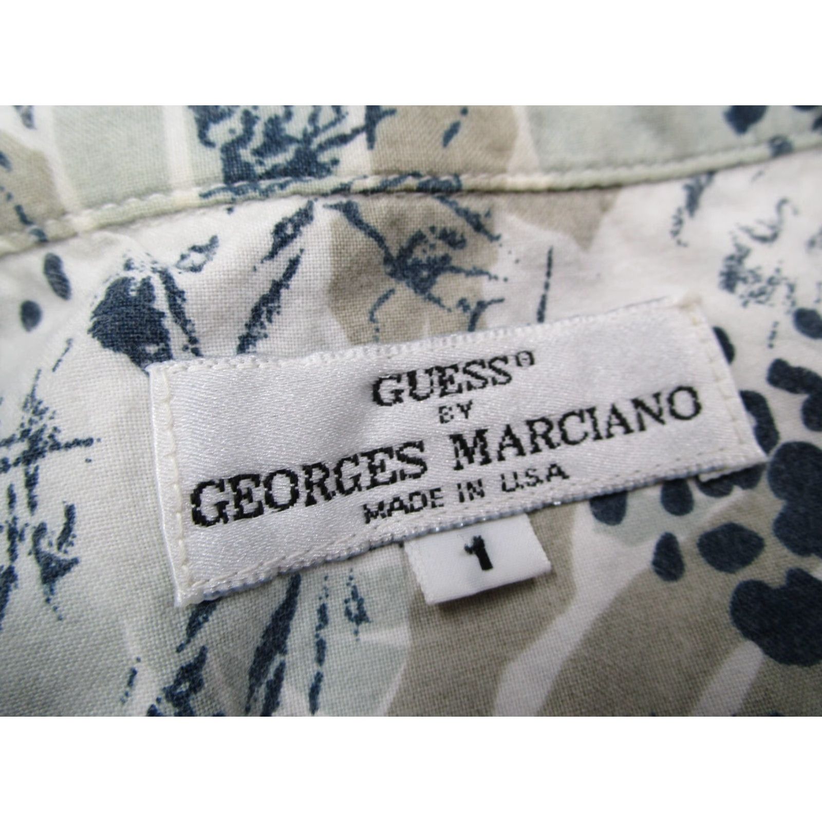 Guess VINTAGE GUESS Georges Marciano Mens Short Sleeve Button Up Shirt Large Blue Cotton 90s Retro Size US L / EU 52-54 / 3 - 3 Thumbnail