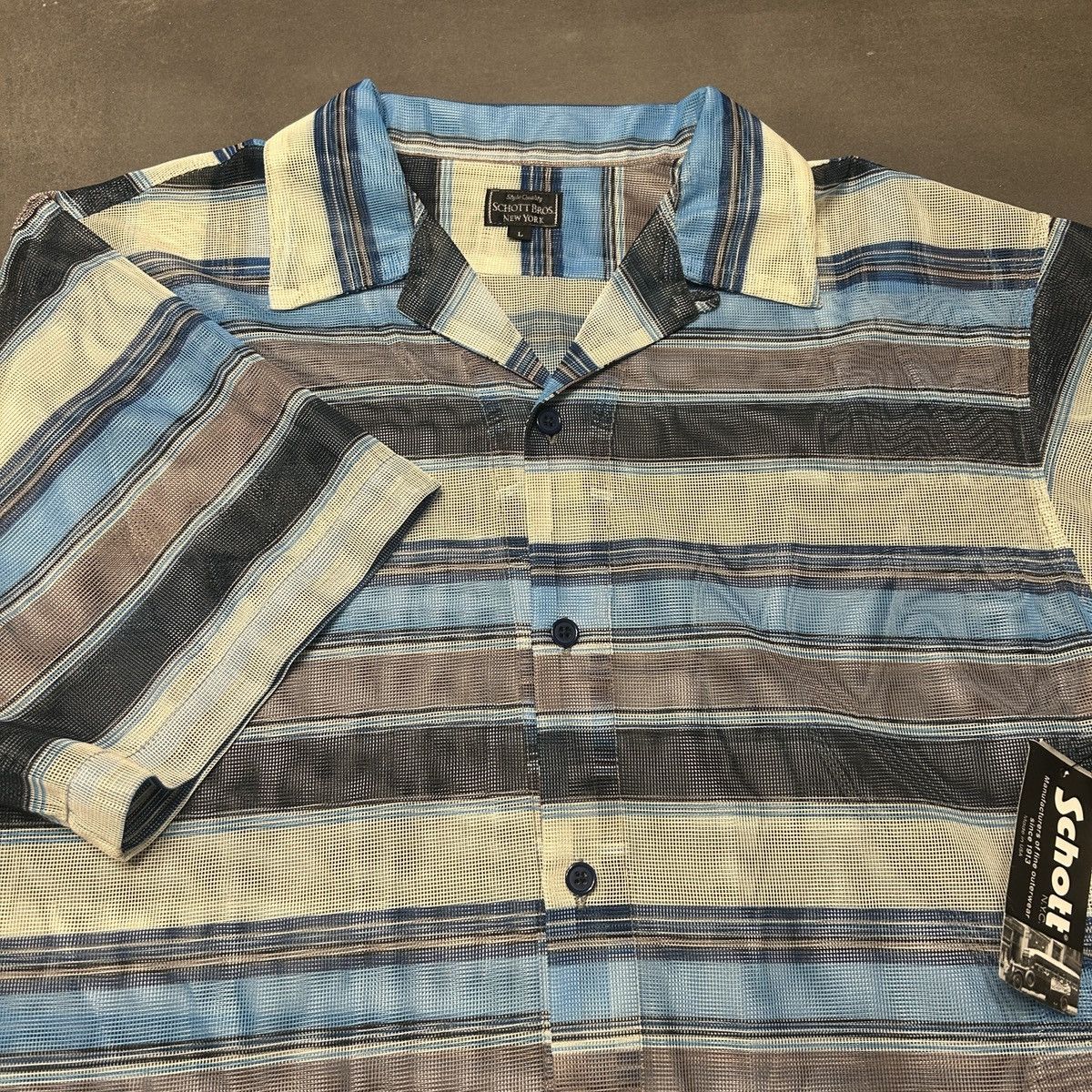 Schott Schott Camp Collar Mesh Summer Button Up Shirt Size US L / EU 52-54 / 3 - 3 Thumbnail