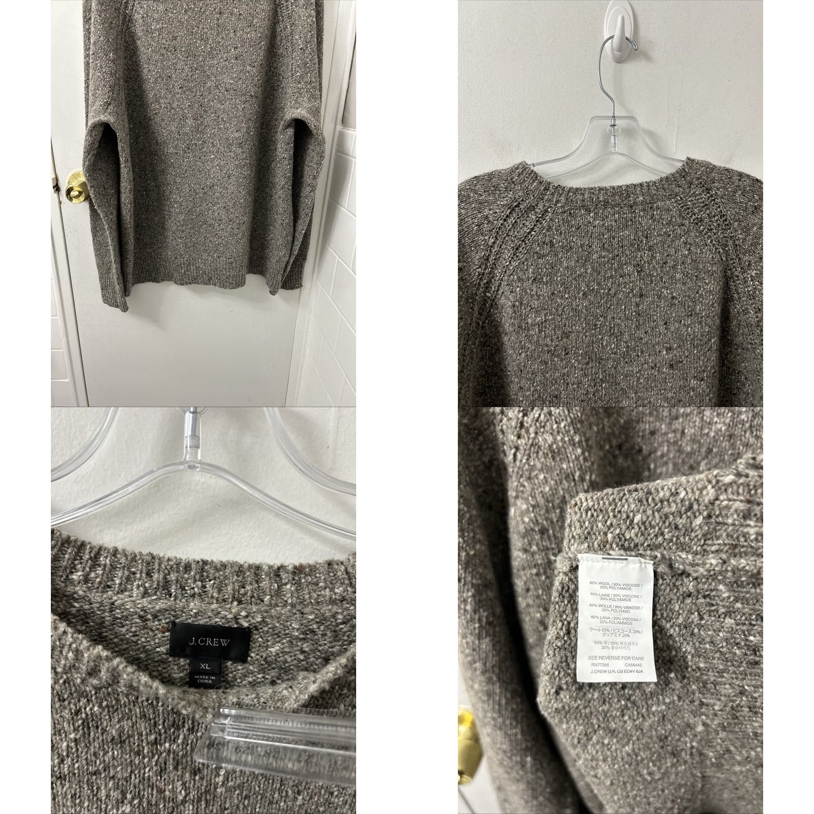 Vintage J Crew Sweater Mens XL Brown Wool Blend Speckled Crewneck Raglan Pullover L/S Regular Knit Crew Neck Casual Autumn Winter Spring Size US XL / EU 56 / 4 - 8 Thumbnail