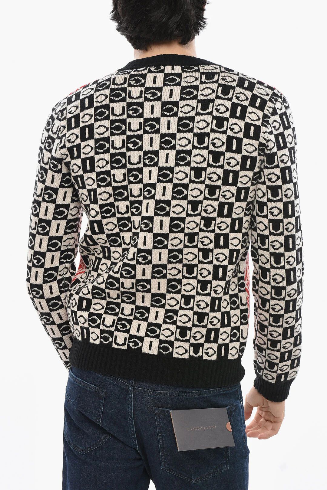 Gucci og1mm0426 Embroidered Wool Sweater in Red/Black/White Size US M / EU 48-50 / 2 - 2 Thumbnail