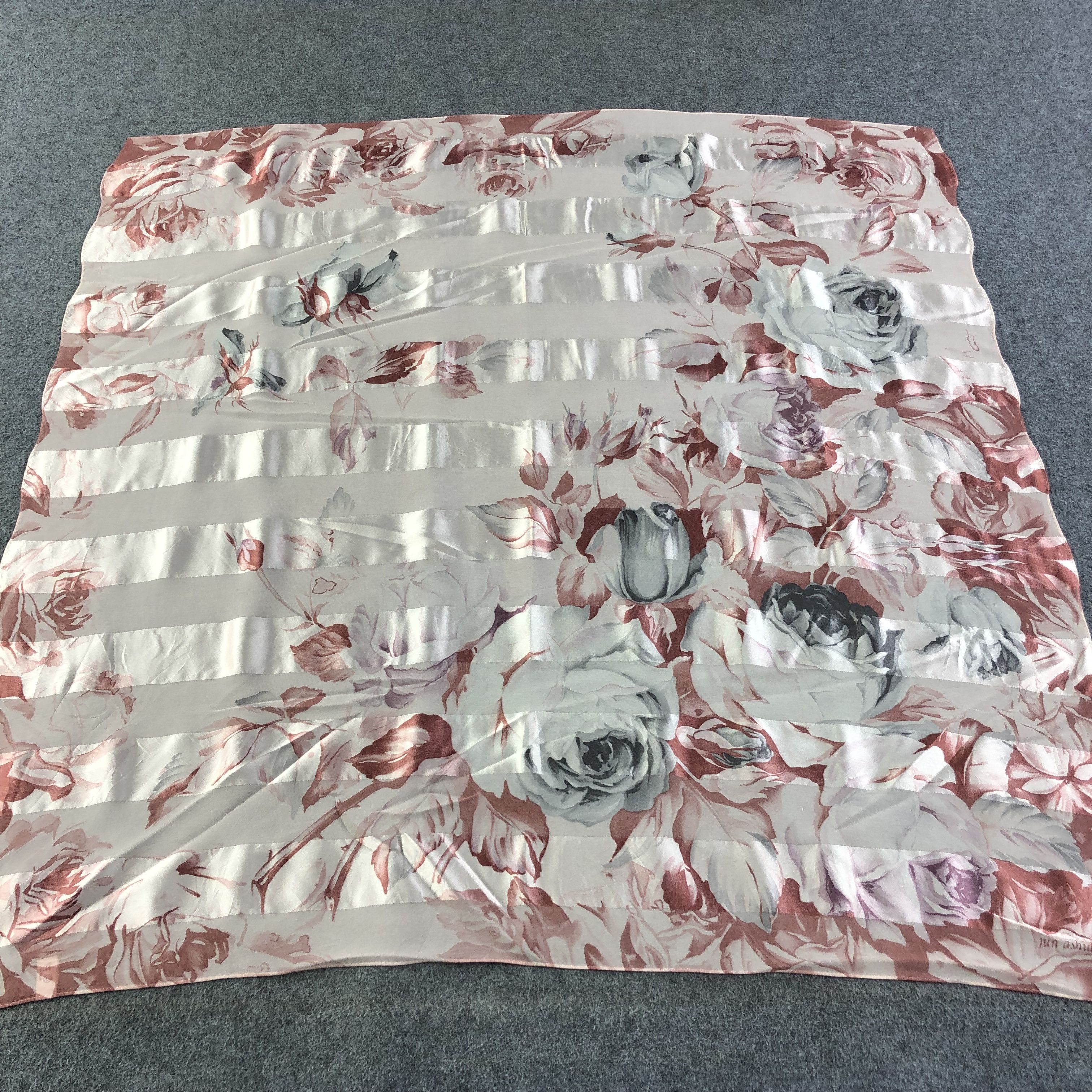 Vintage Jun Ashida Floral Slit Thread Silk Scarf M743 Size ONE SIZE - 1 Thumbnail