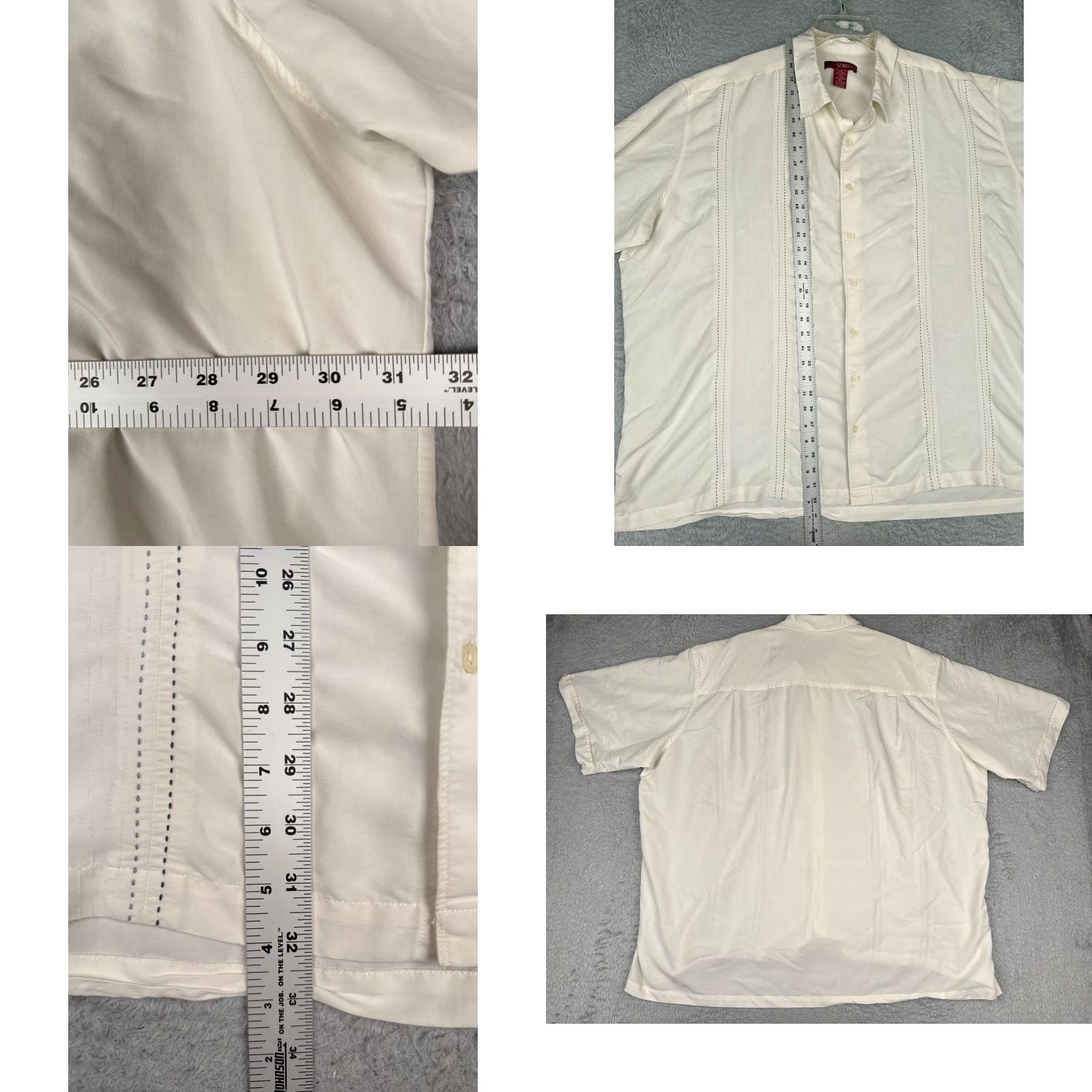 Vintage Sobrino Shirt Mens Button-Up Short Sleeve Ivory Rayon Poly Blend 4XLT Big & Tall Size US XXL / EU 58 / 5 - 8 Thumbnail