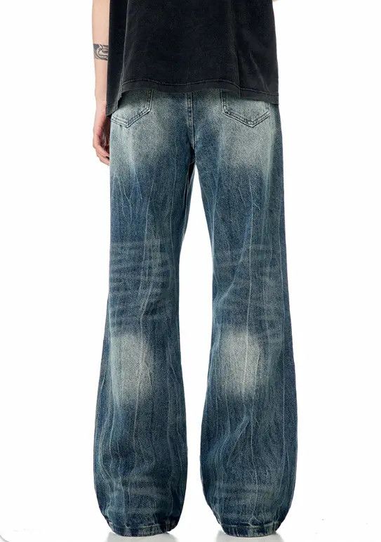 Japanese Brand Vintage heavy washed lightning crack cleanfit straight jeans Size US 32 / EU 48 - 6 Thumbnail