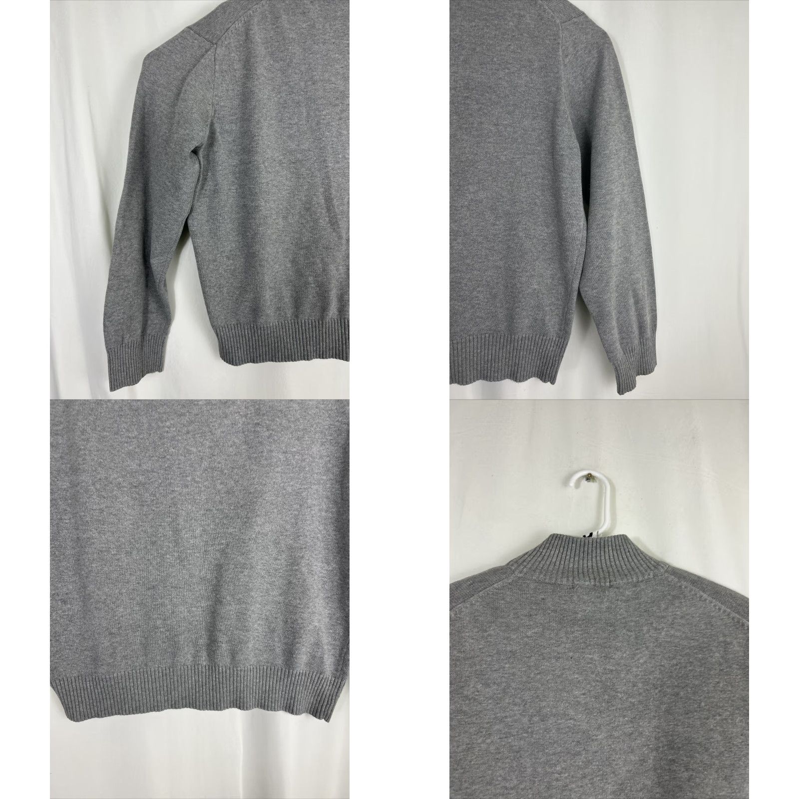 J.Crew J.CREW Mens XL Gray Slim Fit 1/4 Zip Mock Neck Long Sleeve Cotton Sweater Size US XL / EU 56 / 4 - 8 Thumbnail