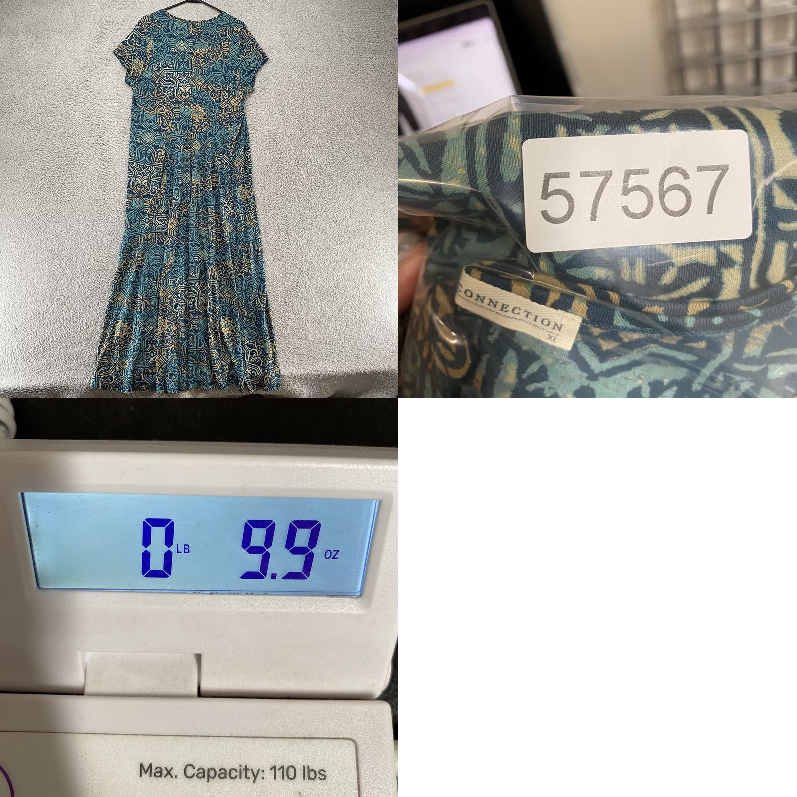 Vintage Peruvian Connection Maxi Dress Womens XL Blue Tile Stretch Jersey Mosaic Pima Size XL / US 12-14 / IT 48-50 - 9 Thumbnail
