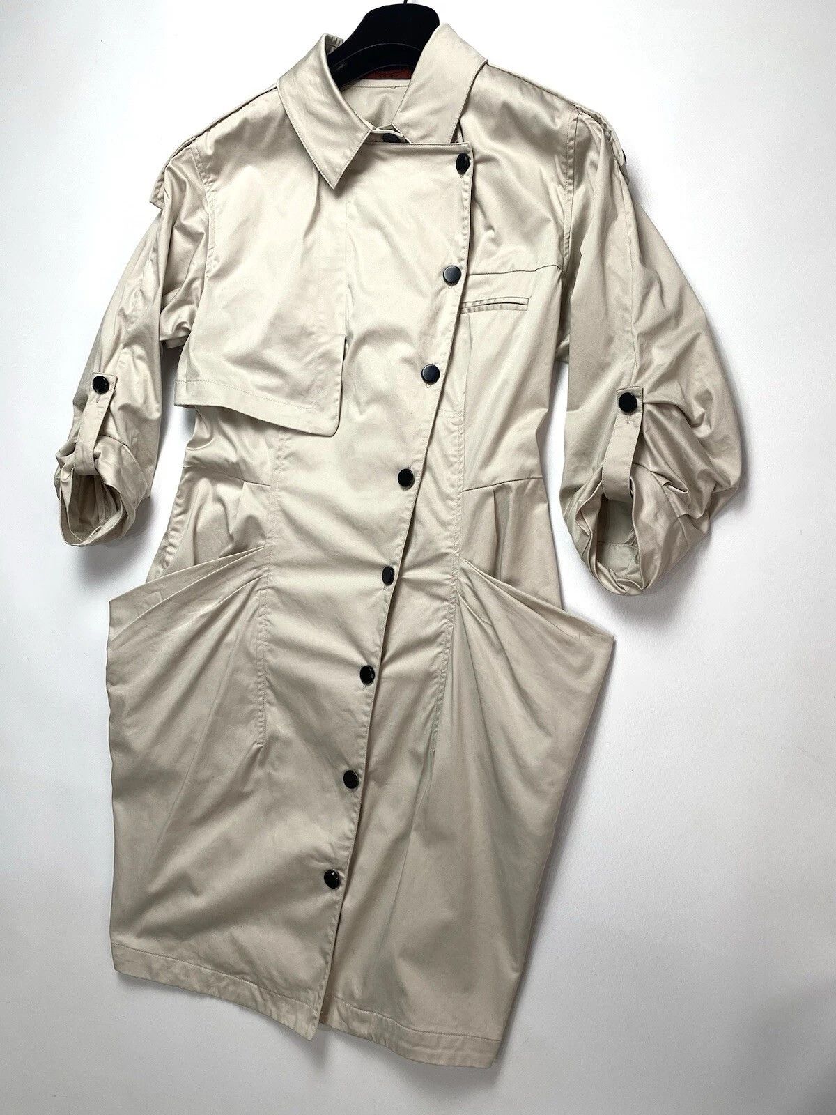 Missoni Missoni Rare Vintage Ivory Trench Coat Asymmetrical Designer Size S / US 4 / IT 40 - 5 Thumbnail