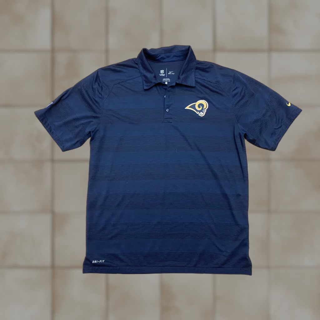 Nike Nike Dri-Fit Polo Shirt Mens L LA Rams NFL Short Sleeve Blue Multicolor Striped Logo Embroidered Lightweight Breathable Size US L / EU 52-54 / 3 - 1 Thumbnail