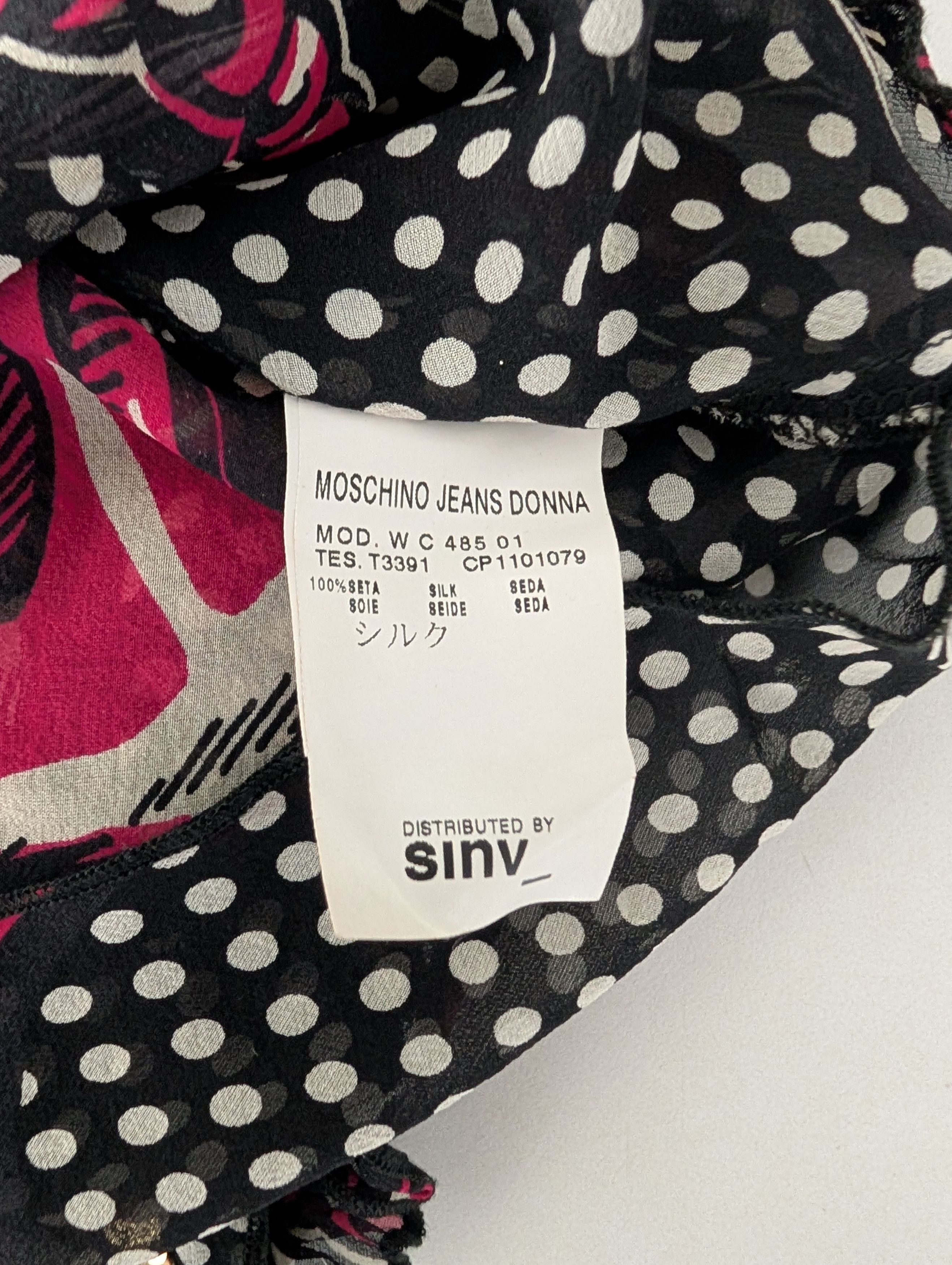 Moschino Pokka Dots Printed Silk Sheer Top Size S / US 4 / IT 40 - 6 Thumbnail