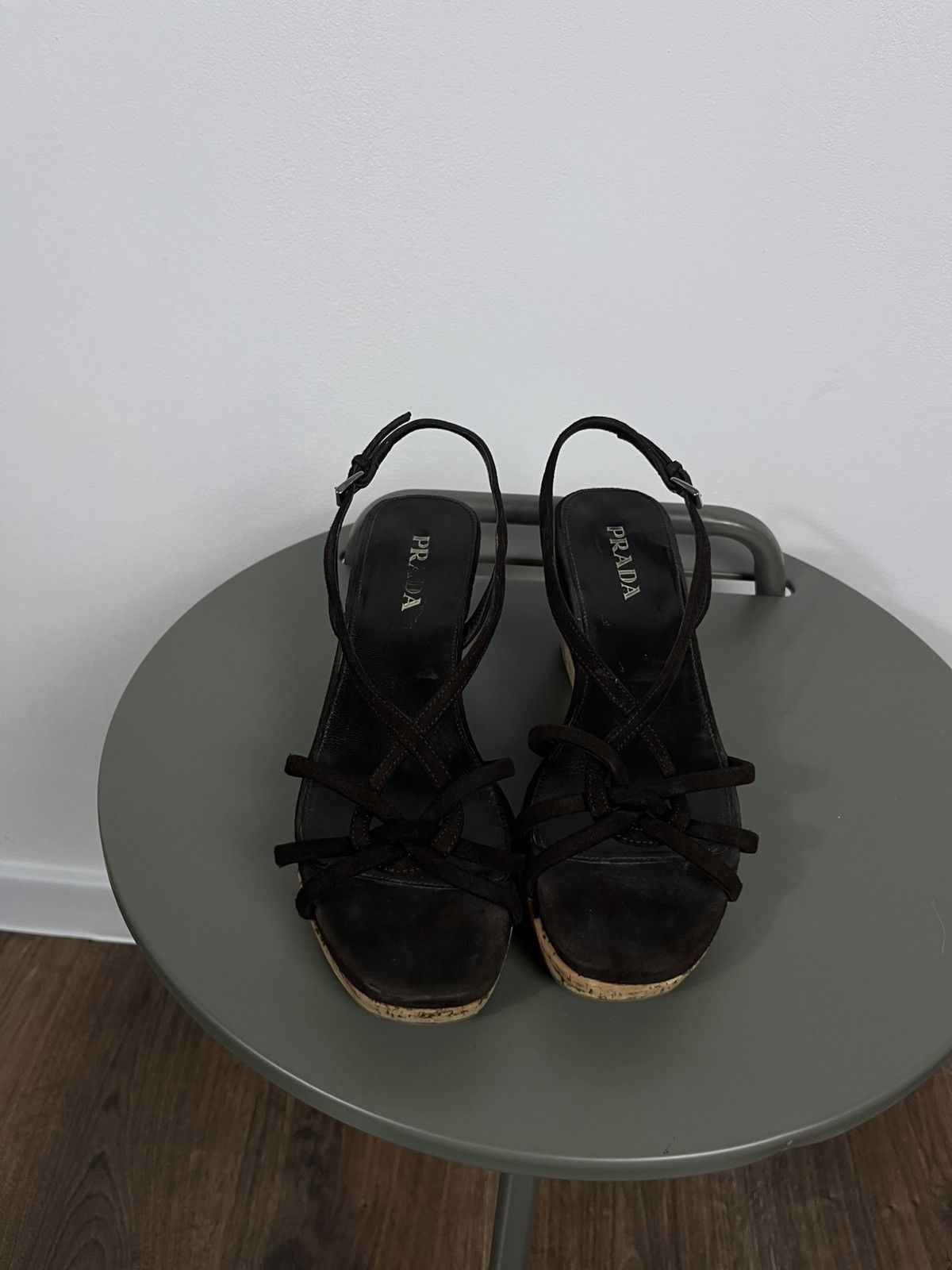 Prada Prada Brown Suede Cork Wedge Sandals – Size 36.5 Women’s Size US 6.5 / IT 36.5 - 4 Thumbnail