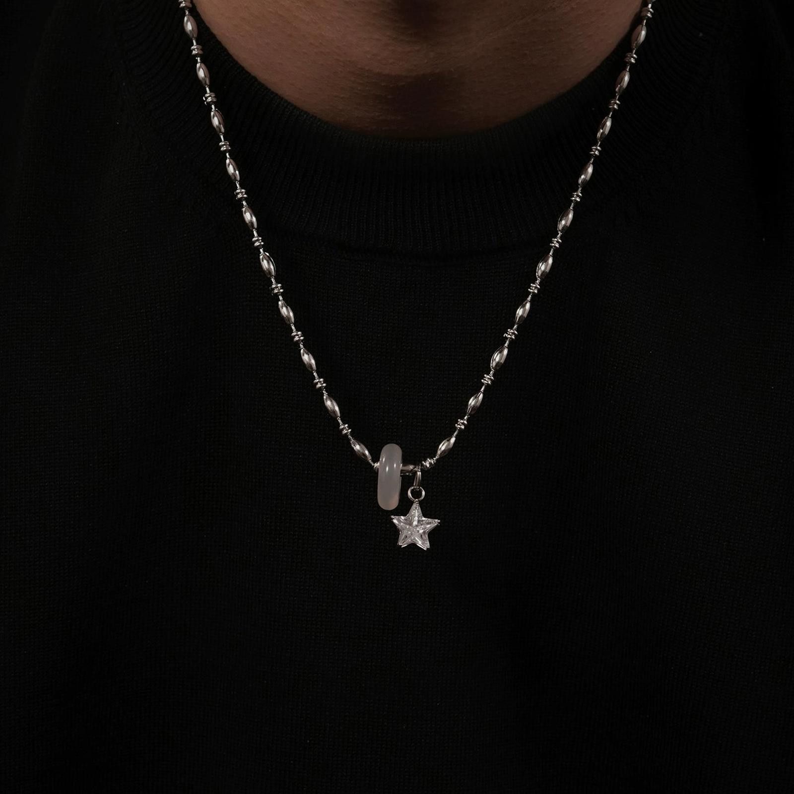 Jewelry Silver Star Charm Men's Chain Necklace, Stylish Pendant Size ONE SIZE - 3 Thumbnail
