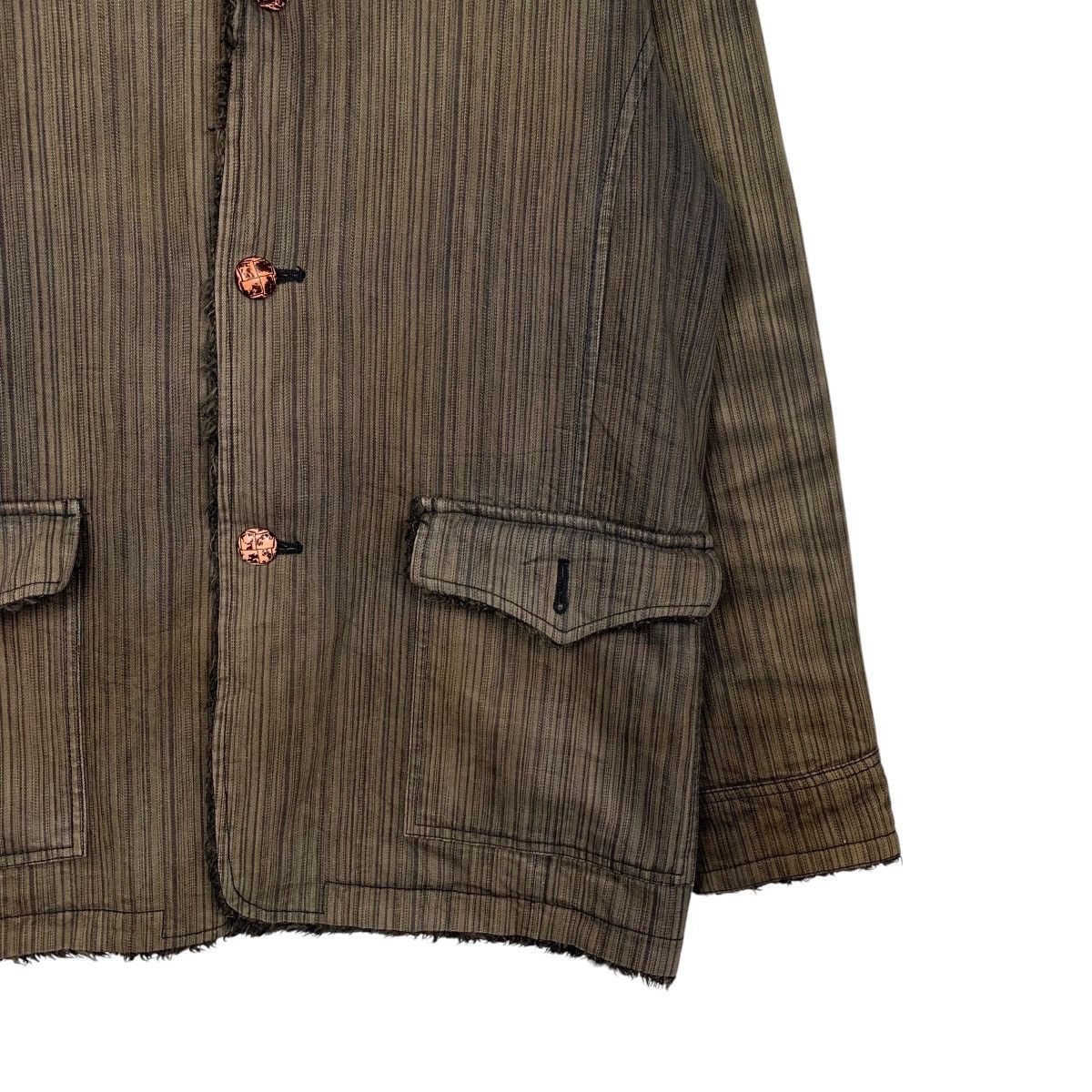 Vintage RESHAM Hard Cotton Striped Sherpa Lined Jacket #2872-C130 Size US M / EU 48-50 / 2 - 6 Thumbnail