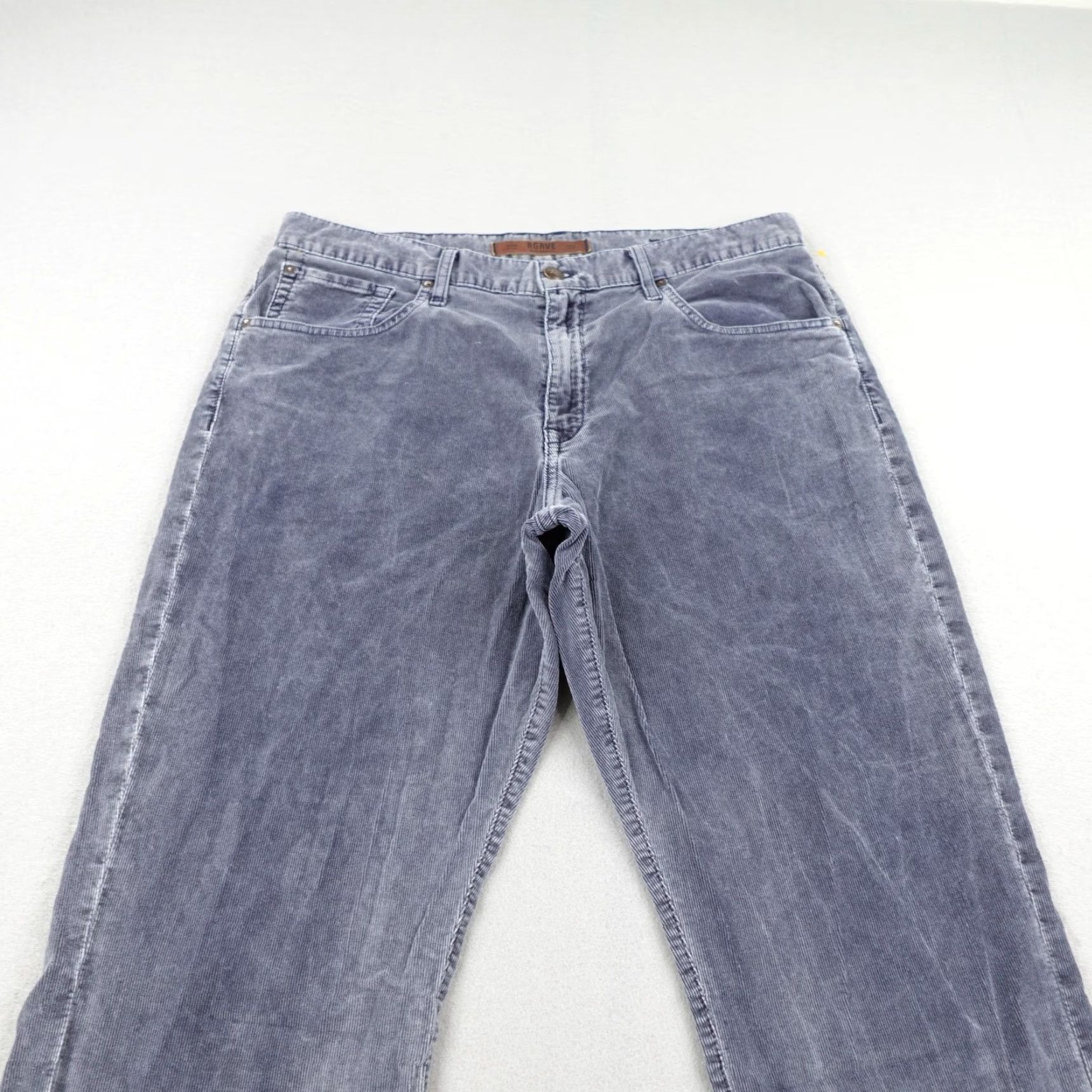 Vintage Agave Waterman Corduroy Pants Mens 38 Blue Relaxed Straight USA Made Chino 38x35 Front Zip Pocket Leather Logo Mens Size US 38 / EU 54 - 2 Thumbnail