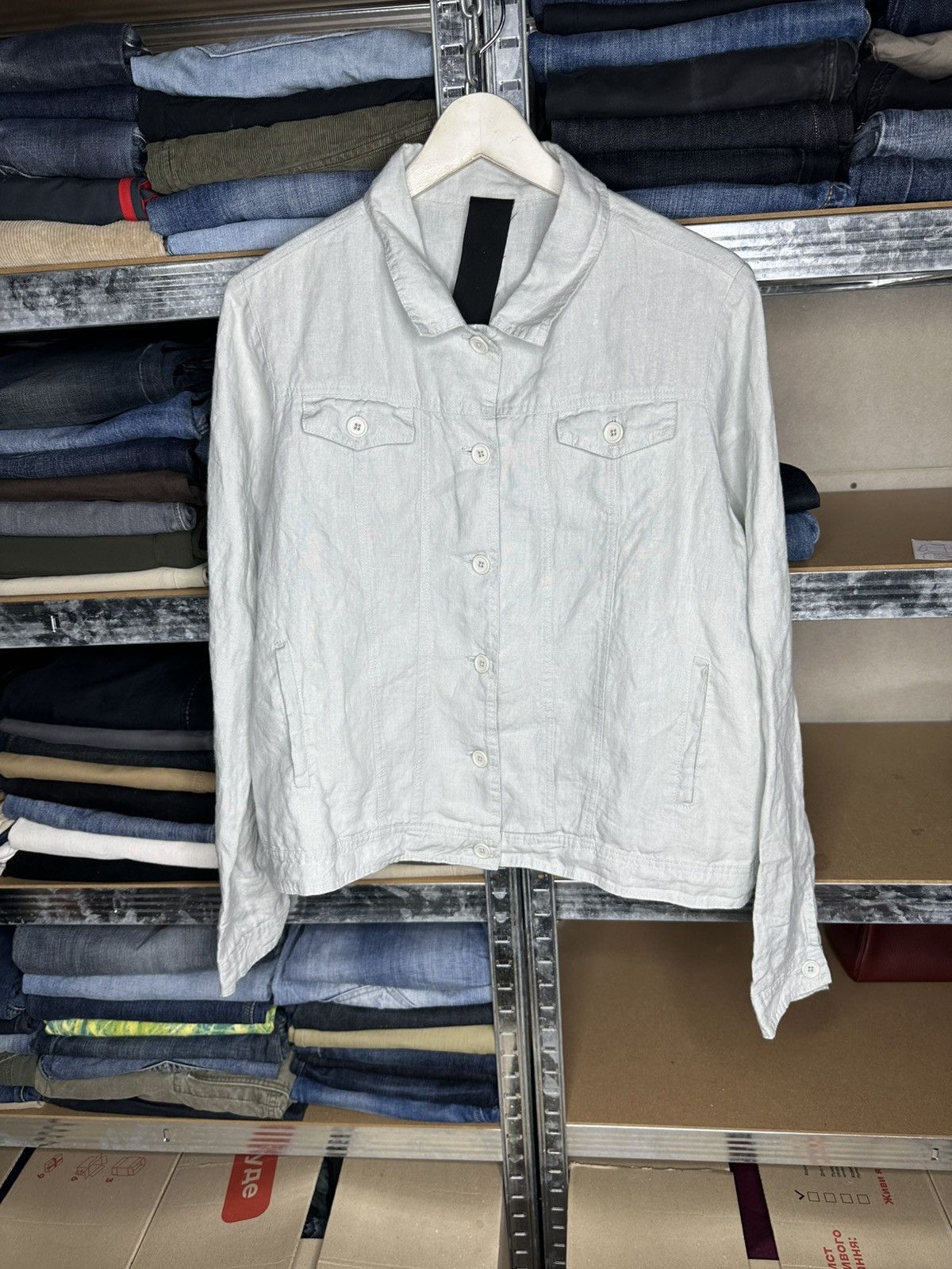 Rundholz Rundholz Black Label Light Grey 100% Linen Jacket Size L Size L / US 10 / IT 46 - 1 Thumbnail