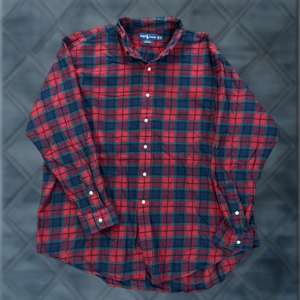 Ralph Lauren Ralph Lauren Polo Long Sleeve Blake Plaid Flannel Shirt Men's XXL Red Cotton Button-Up 90s Classic Retro All Seasons Size US XXL / EU 58 / 5 - 1 Thumbnail