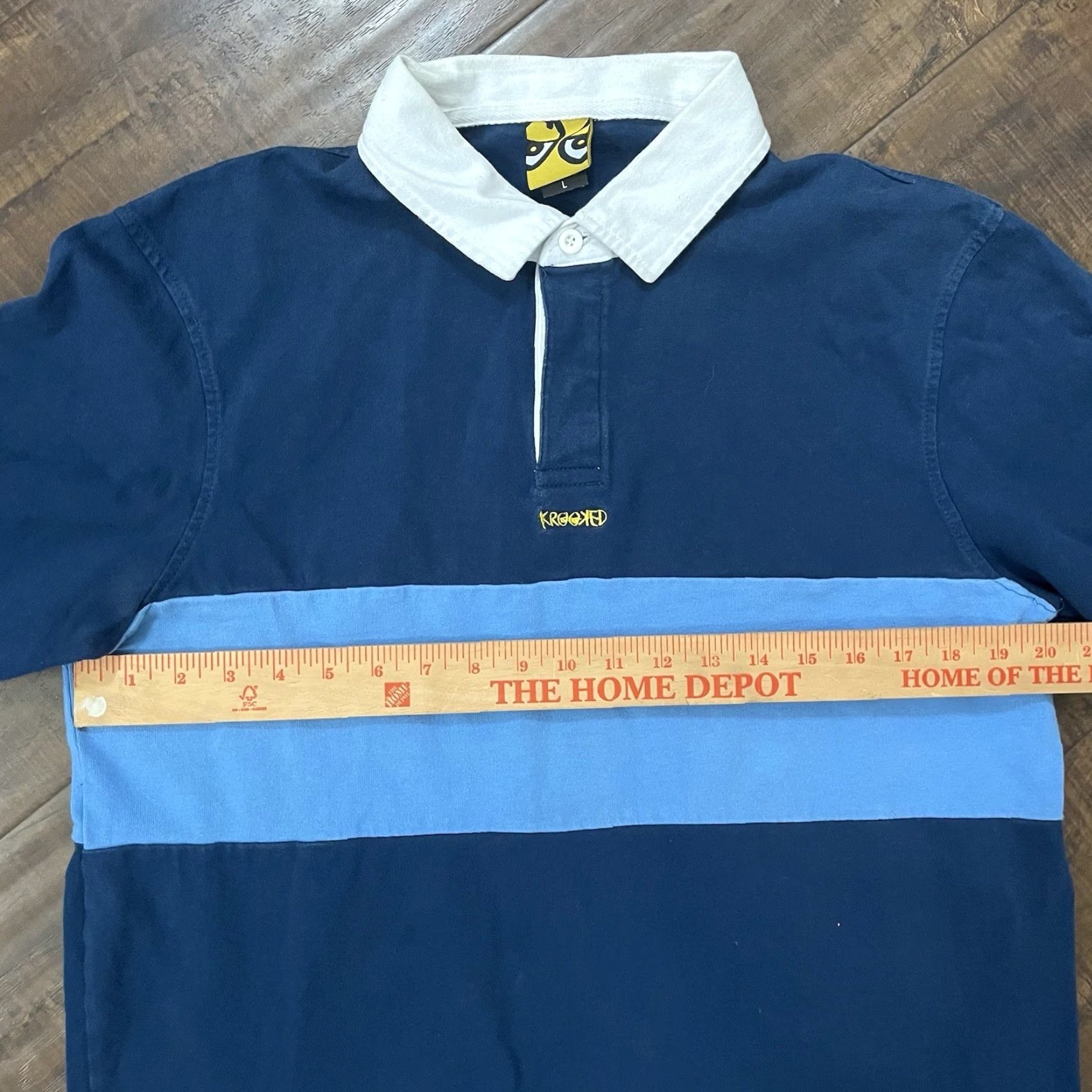 Vintage VINTAGE Krooked Rugby Polo Shirt Mens Large Long Sleeve Skateboard Eye Blue Polo L Mens Size US L / EU 52-54 / 3 - 5 Thumbnail