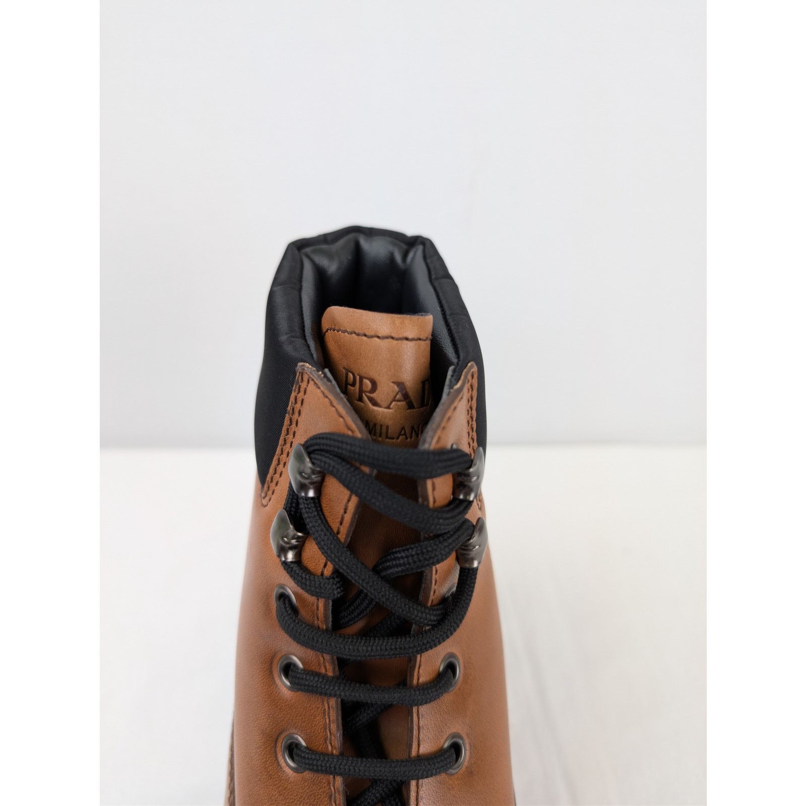 Prada o1rshd1 leather and recycled nylon ankle boots in Cognac Size US 10.5 / EU 43-44 - 15 Thumbnail