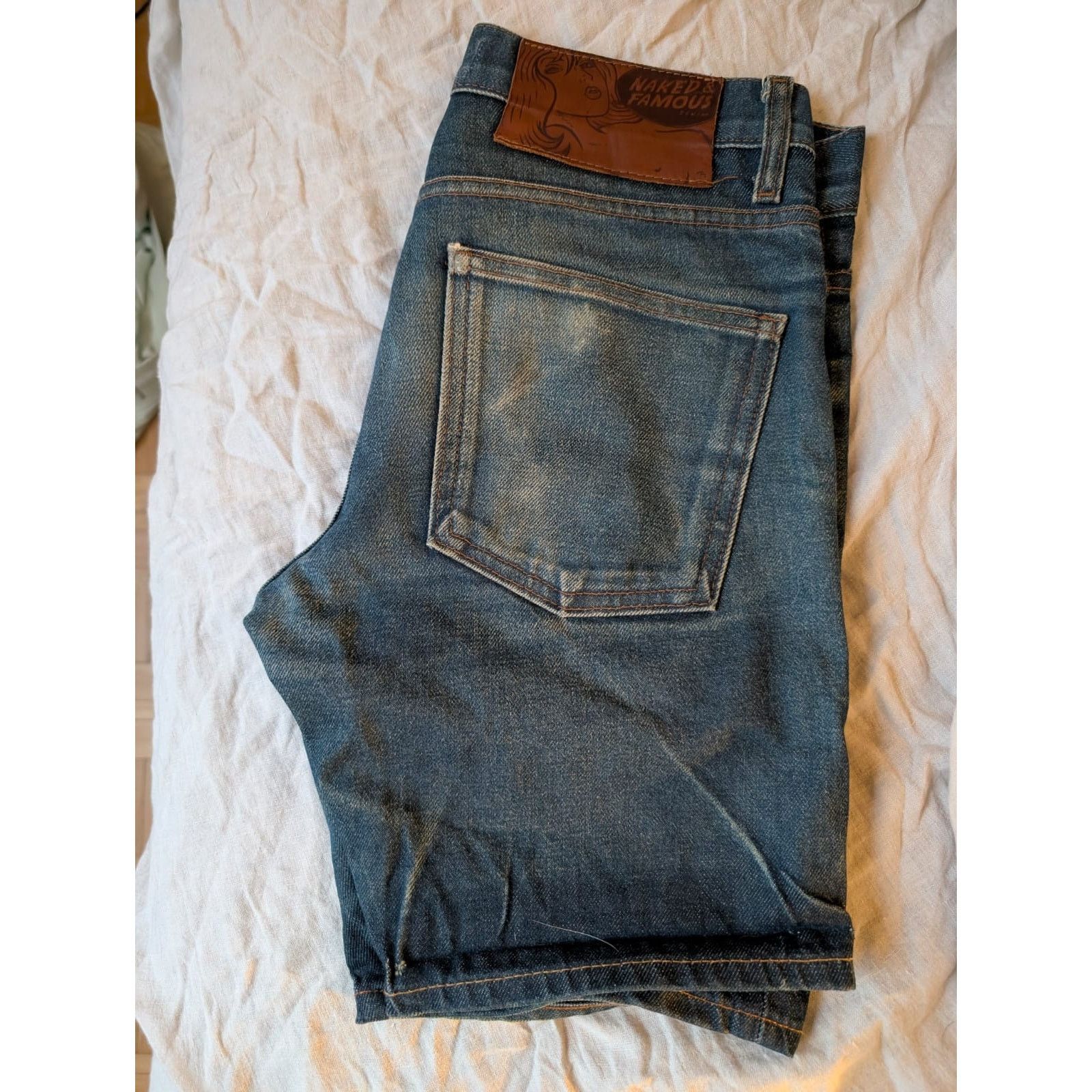 Naked & Famous Super Skinny Guy (shorts) - Natural Indigo Selvedge (29) Size US 29 - 3 Thumbnail