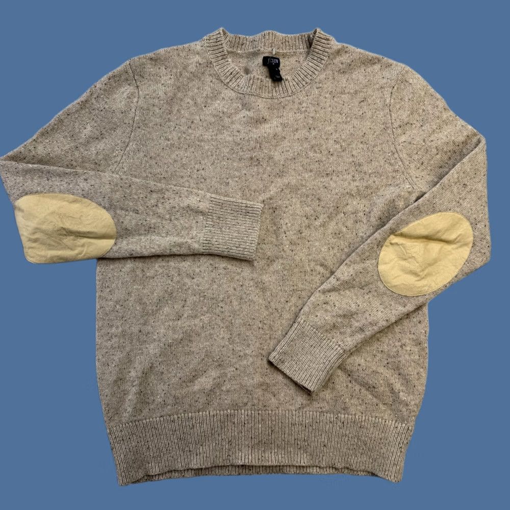 J.Crew J.CREW Sweater Mens M Beige Donegal Lambswool Elbow Patch Speckled Marled Crew Neck Pullover Knit Casual Fall Winter Shirt Mens Size US M / EU 48-50 / 2 - 1 Thumbnail