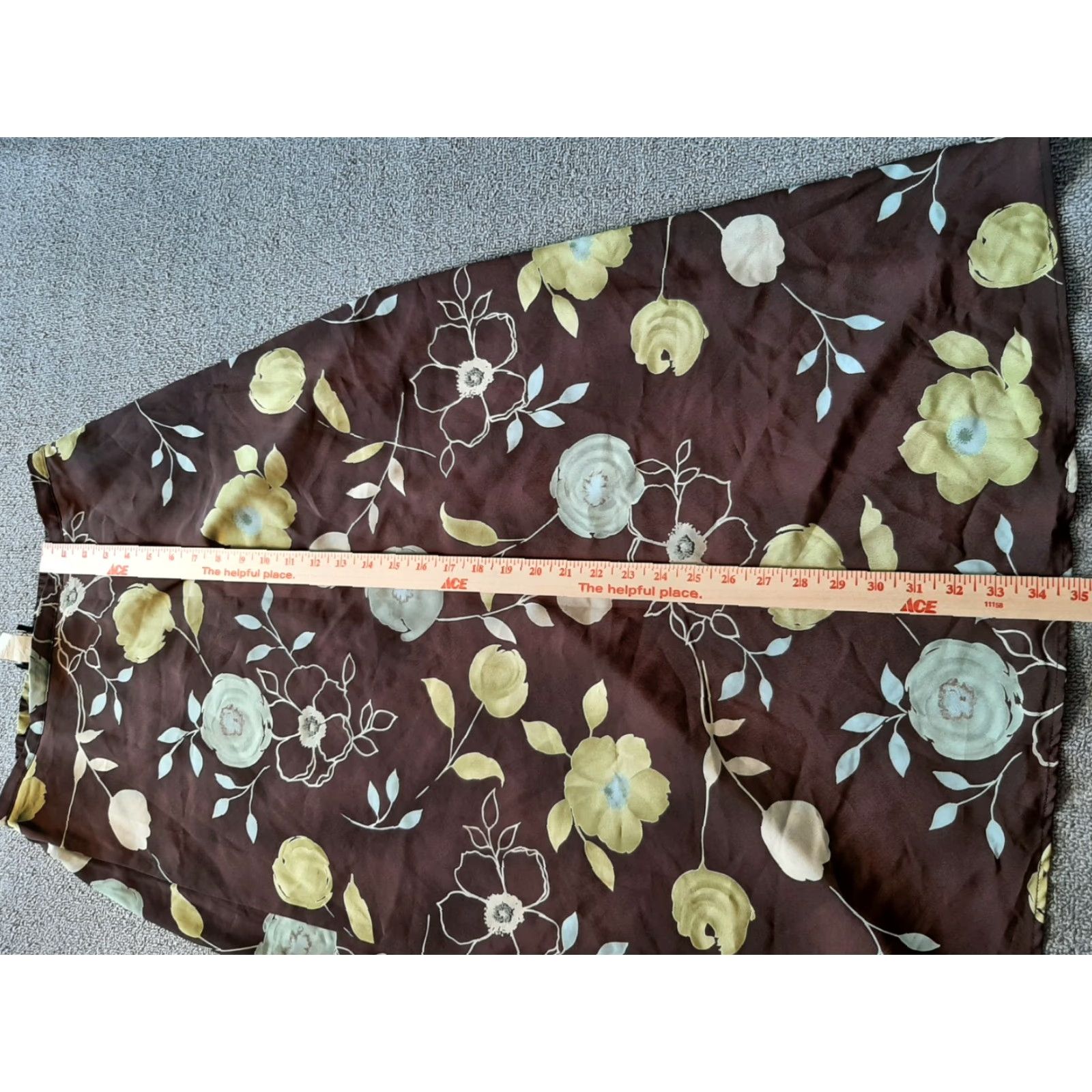 Vintage First Option Brown Maxi Skirt Floral Print Polyester size L Large Made in USA Size 36" / US 14 / IT 50 - 3 Thumbnail