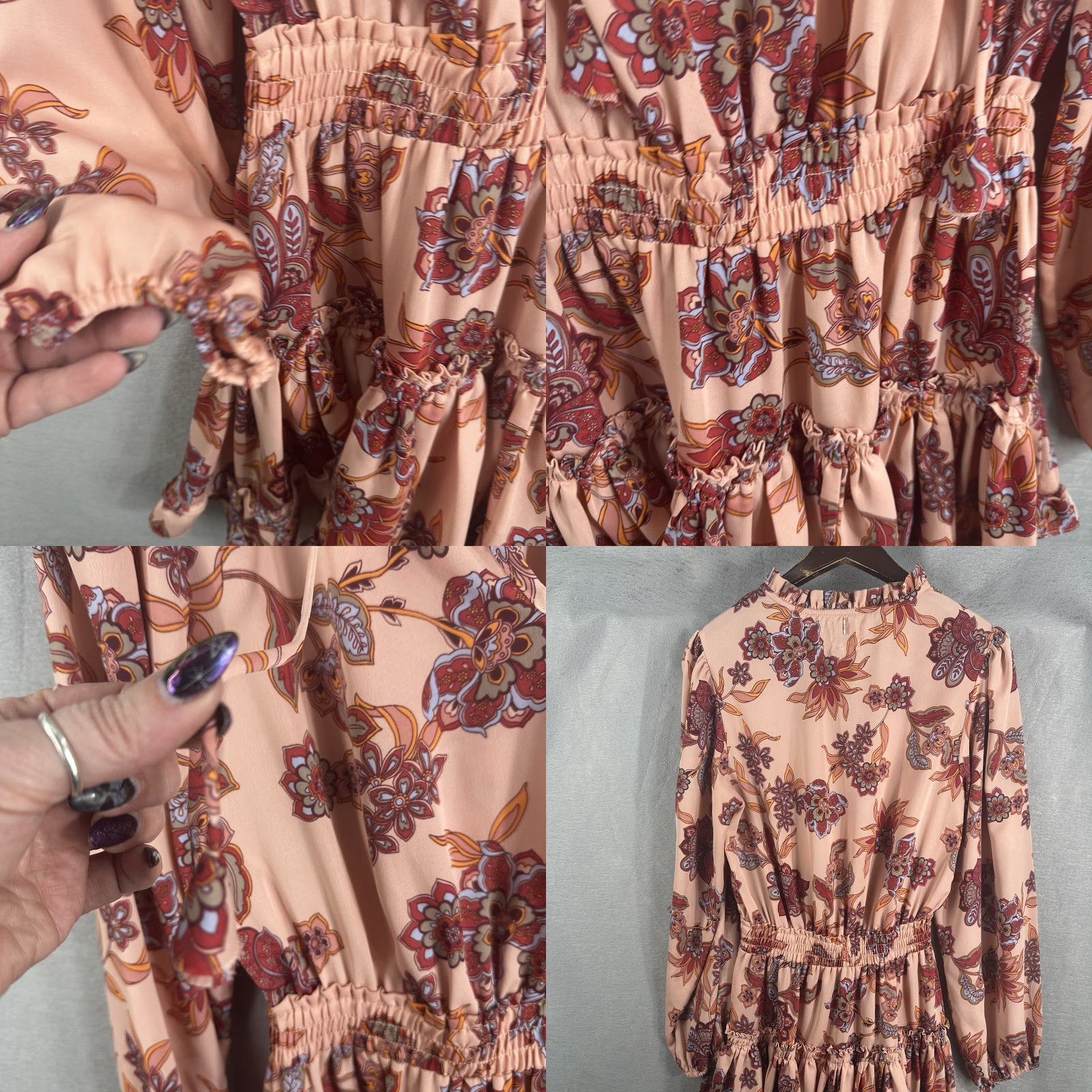 MISA Los Angeles MISA Los Angeles Mini Dress Women XS Floral Ruffle Bohemian V-Neck Short Sleeve Pullover 100% Polyester Red Dress Size XS / US 0-2 / IT 36-38 - 8 Thumbnail