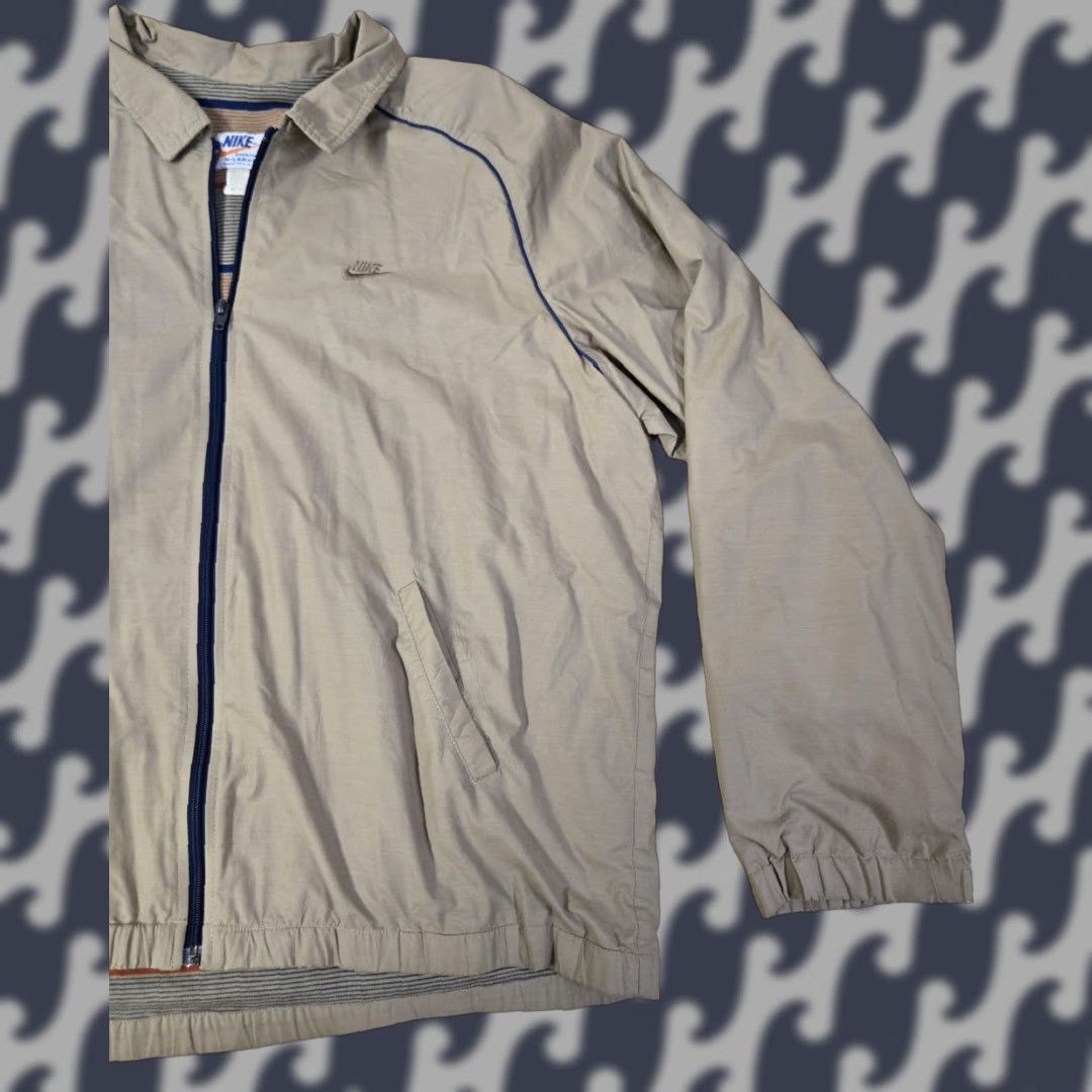 Nike VINTAGE Nike Jacket Mens XL Windbreaker Full Zip Made In USA Striped Lining 90s Beige Size US XL / EU 56 / 4 - 1 Thumbnail
