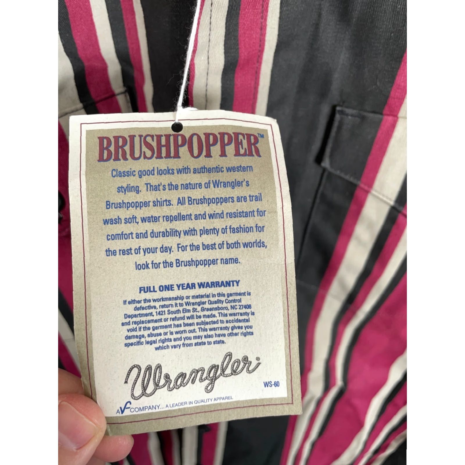 Wrangler VINTAGE Wrangler Brushpopper Striped Shirt Men's XL Black Dark Pink X-Long Tails Size US XL / EU 56 / 4 - 7 Thumbnail