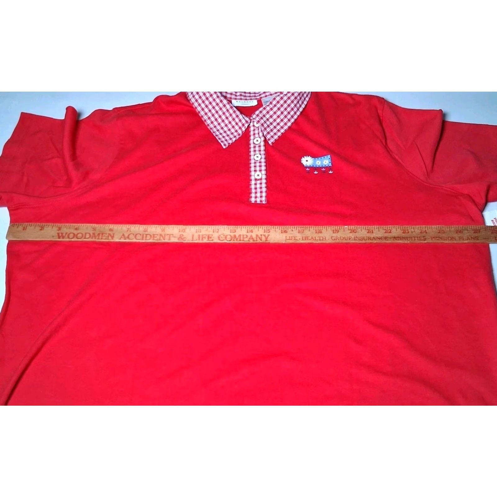 Vintage VINTAGE Melrose Woman Shirt Plus Size 2X Red Collared T Shirt Plaid Daisy Womens 2X Knit Top Shirt Size XXL / US 16-18 / IT 52-54 - 6 Thumbnail
