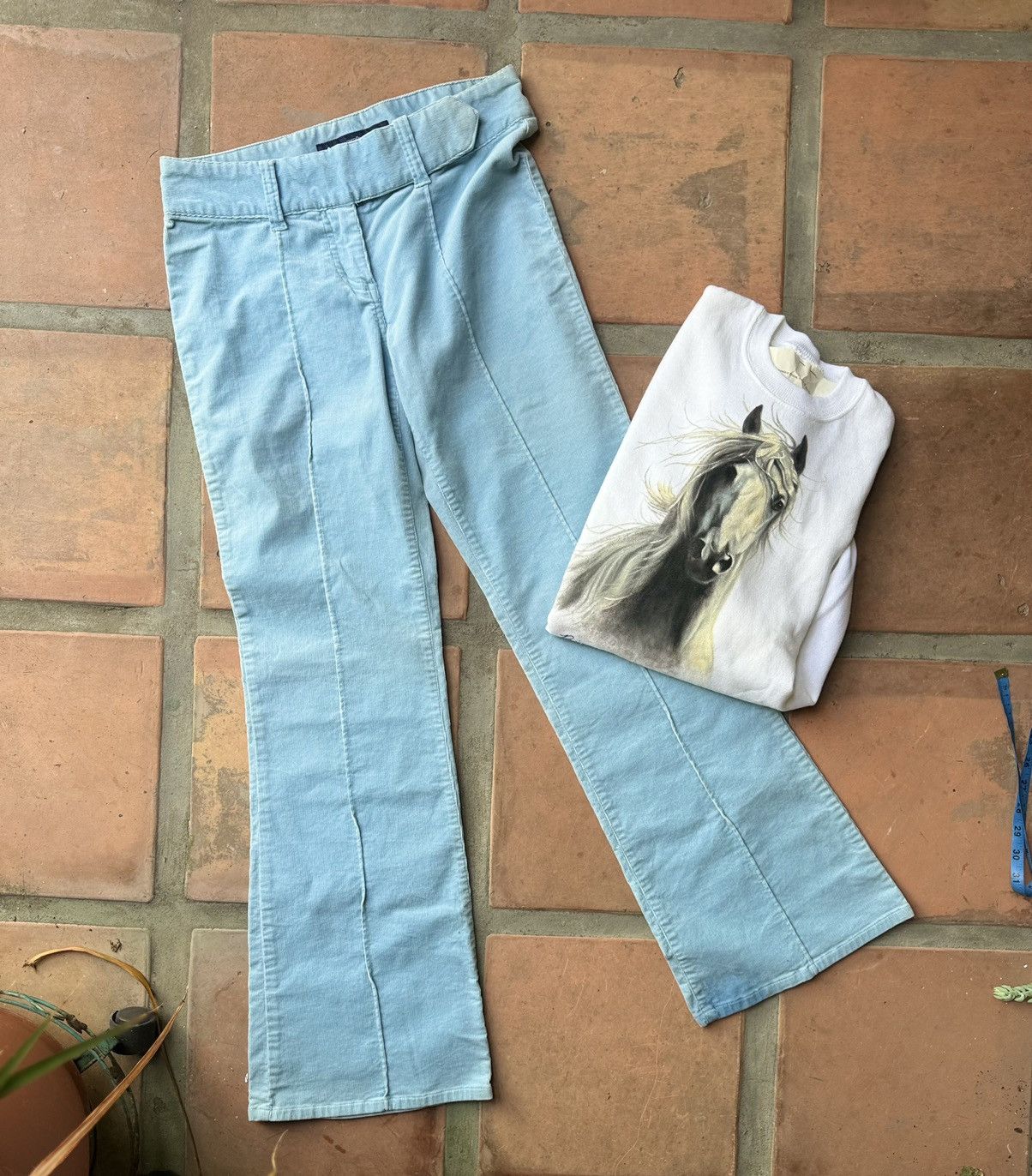 Other Y2K Light Blue Bell Bottom Corduroy Pants Size 30" / US 8 / IT 44 - 8 Thumbnail