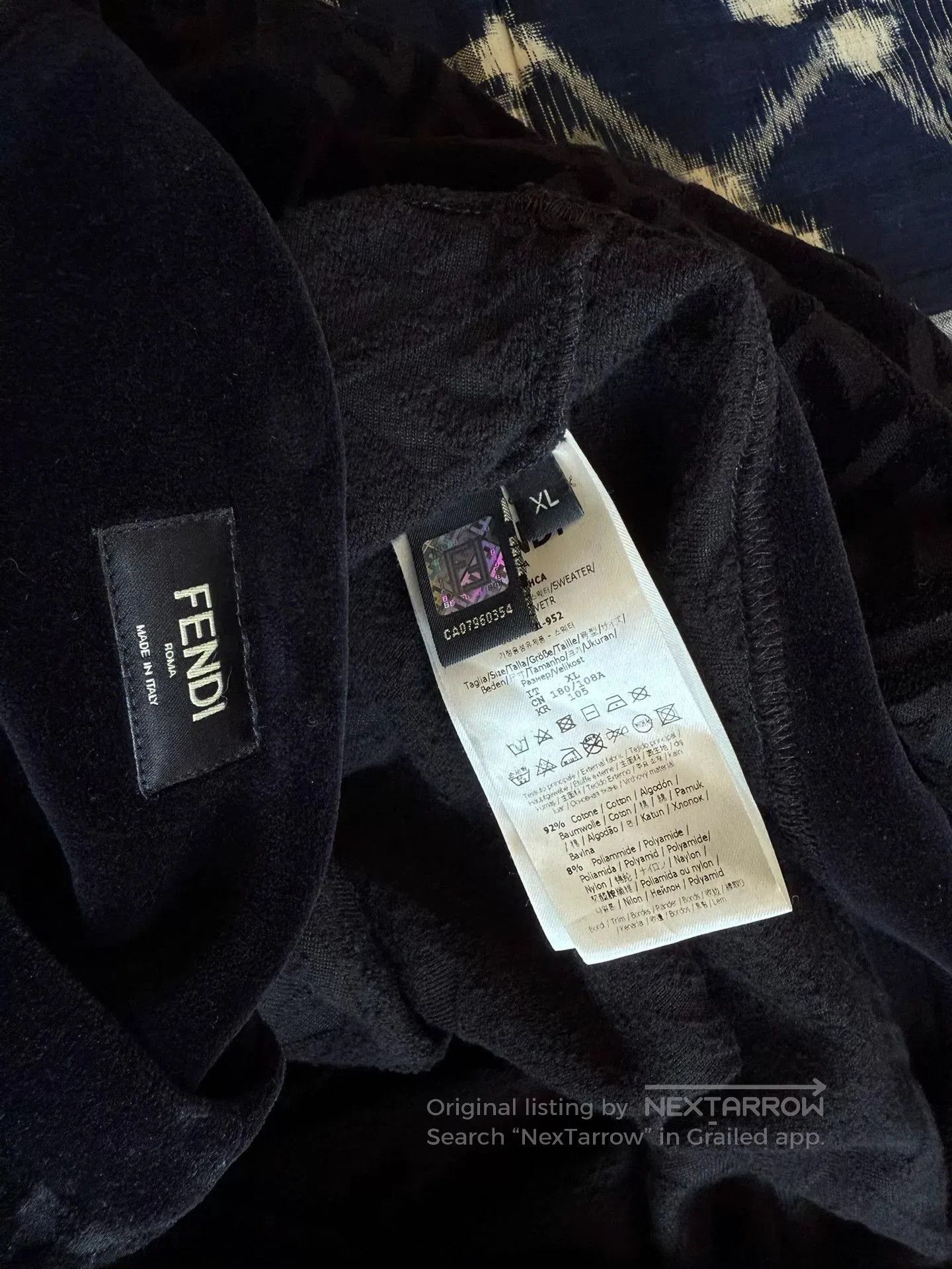 Fendi Fendi Black Velvet FF Print Pullover Hoodie. Size US XL / EU 56 / 4 - 9 Thumbnail