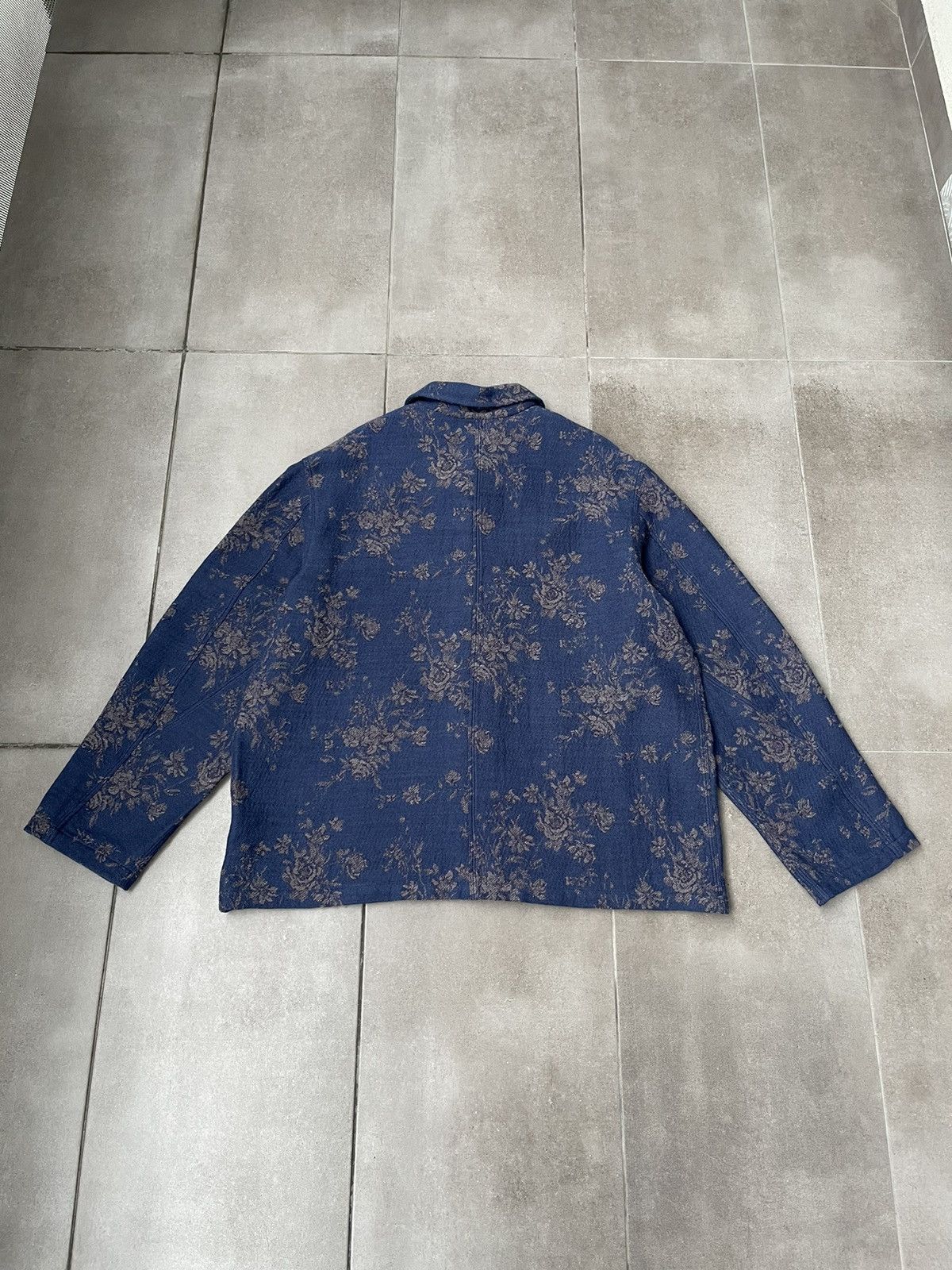 YMC !DS! SS23 YMC Labour Floral Navy Wool Jacquard Jacket Size US L / EU 52-54 / 3 - 13 Thumbnail