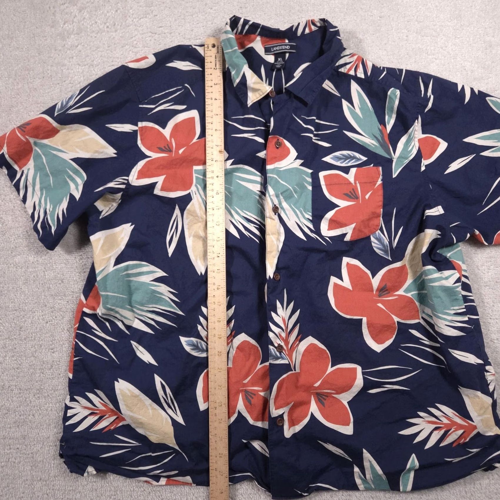 Lands' End Lands' End Shirt Mens XL Multicolor Floral Hawaiian Button Front Short Sleeve Casual Size US XL / EU 56 / 4 - 6 Thumbnail