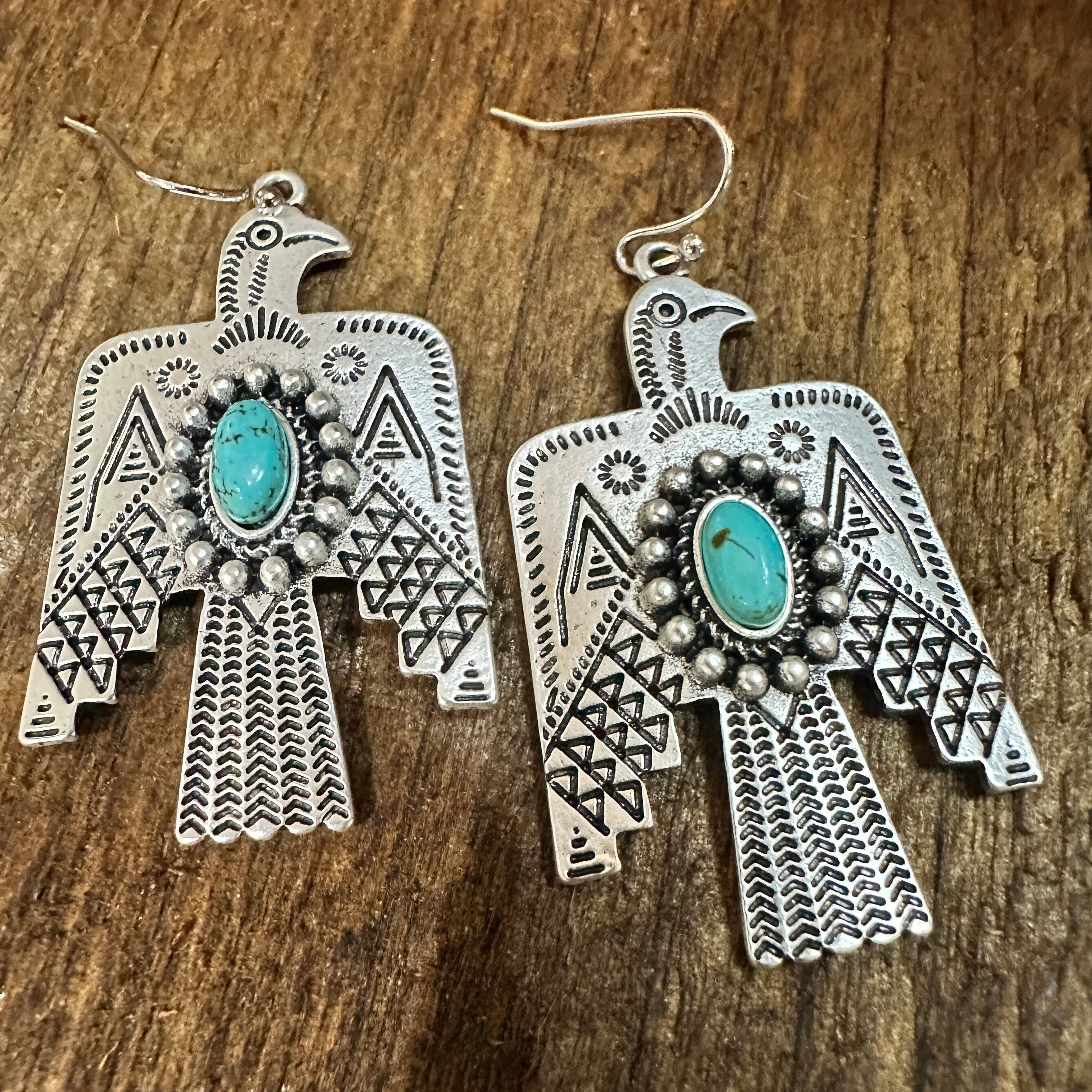 Other Thunderbird Turquoise Earrings , Native American Wire Thunde Size ONE SIZE - 2 Thumbnail