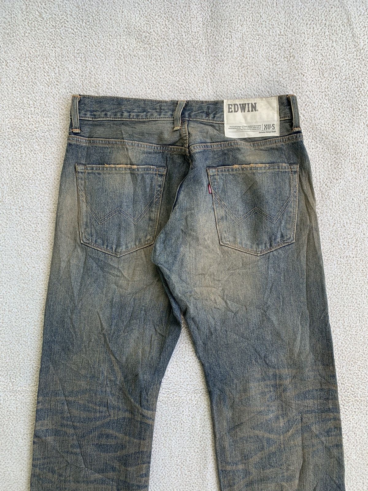 If Six Was Nine × Japanese Brand × Le Grande Bleu (L.G.B.) Vintage Edwin XV Loose Yellow Mud Washed Distressed Jeans Size US 31 - 4 Thumbnail