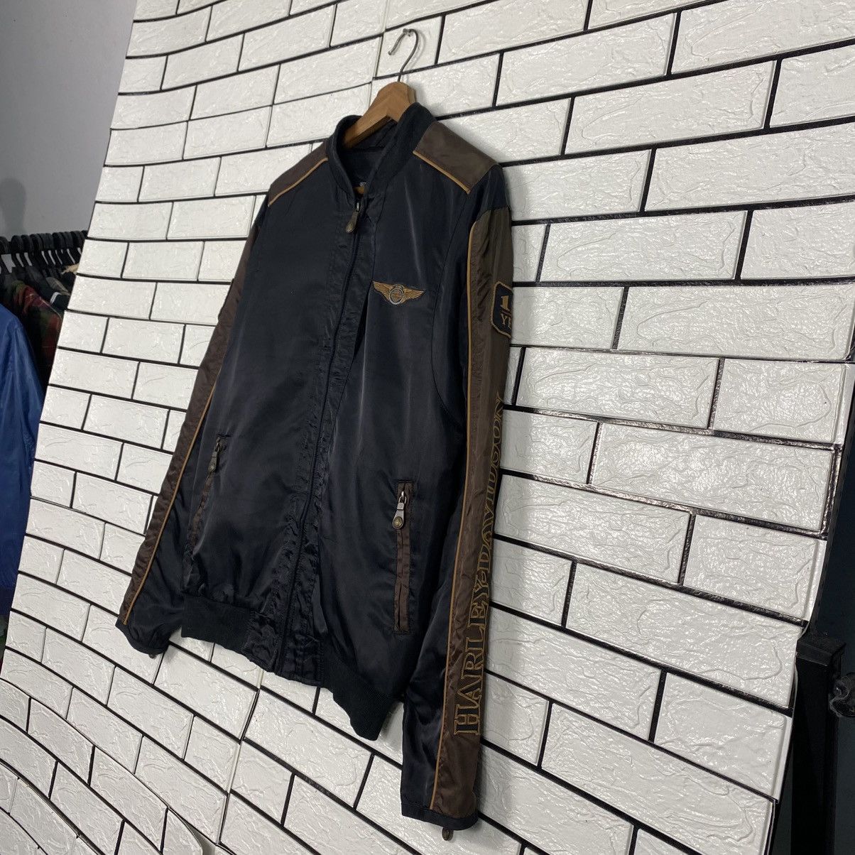 Harley Davidson 📌Vintage Biker Jacket Harley Davidson Spell Out Big Logo Size US S / EU 44-46 / 1 - 3 Thumbnail