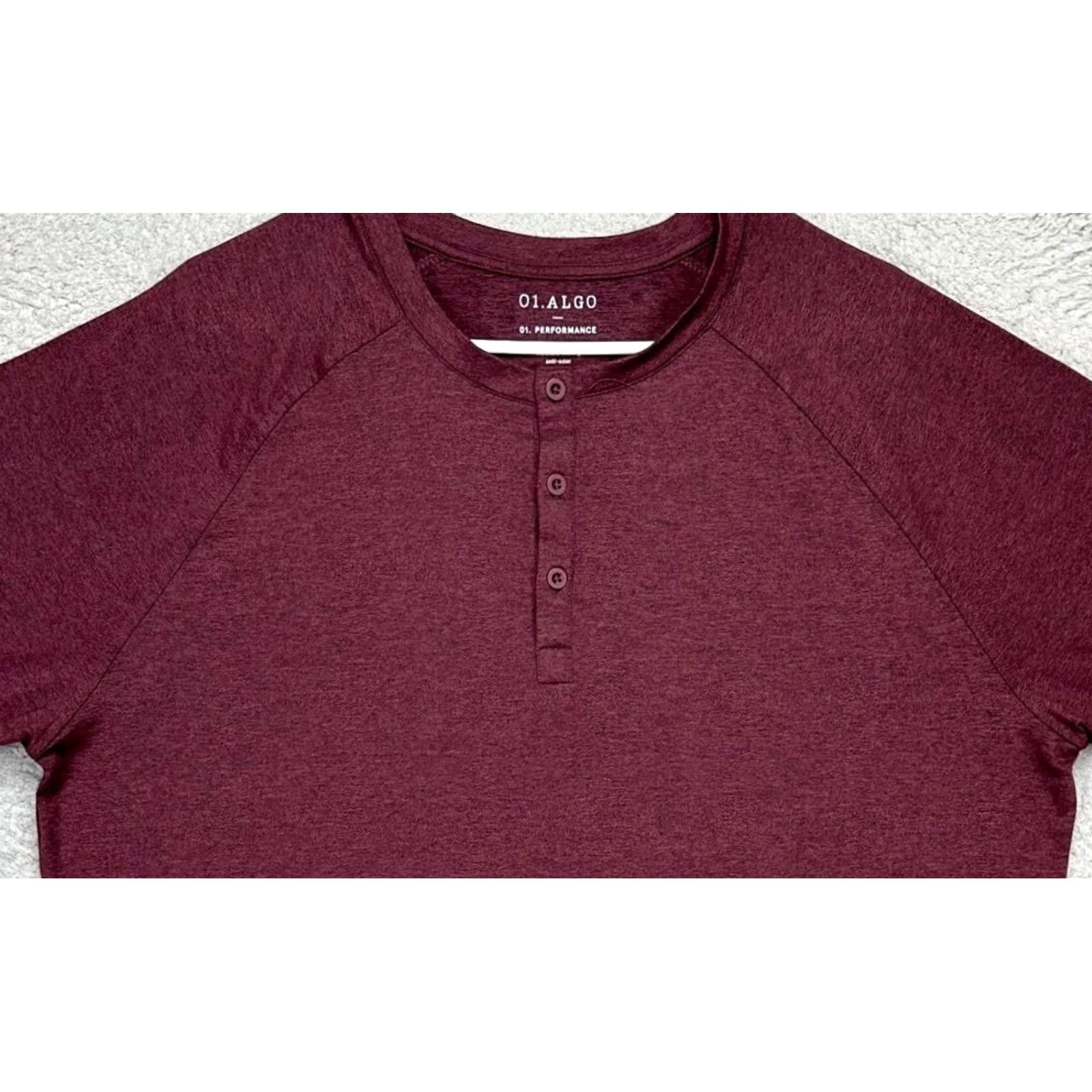 Vintage Algo Henley Pullover Sweatshirt Mens XL Maroon Red 1/4 Button Long Sleeve Athletic Breathable Casual Outdoor Walking Shirt Size US XL / EU 56 / 4 - 2 Thumbnail