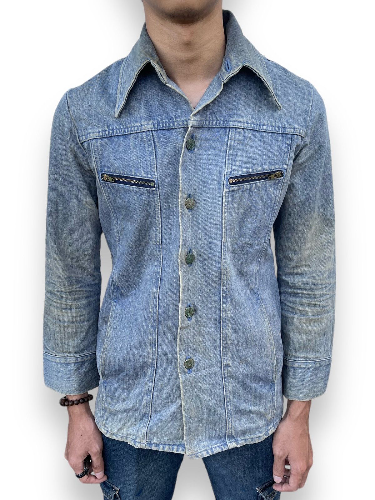 image of Denim Jacket x N Hoolywood Vintage N. Hollywood Japan Denim Trucker Jacket in Blue Denim (Size Smal