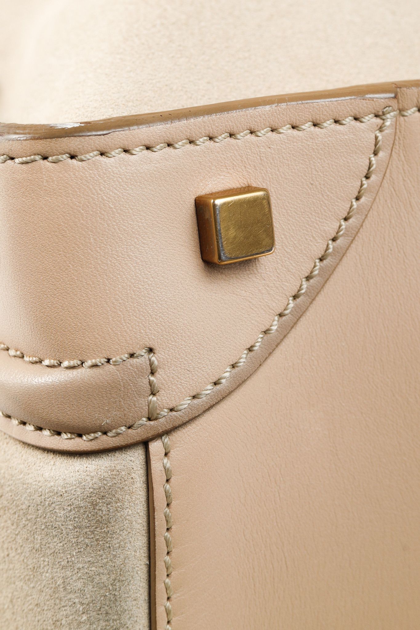 Celine Celine Mini Luggage Beige Top Handle Leather & Suede Bag Size ONE SIZE - 6 Thumbnail