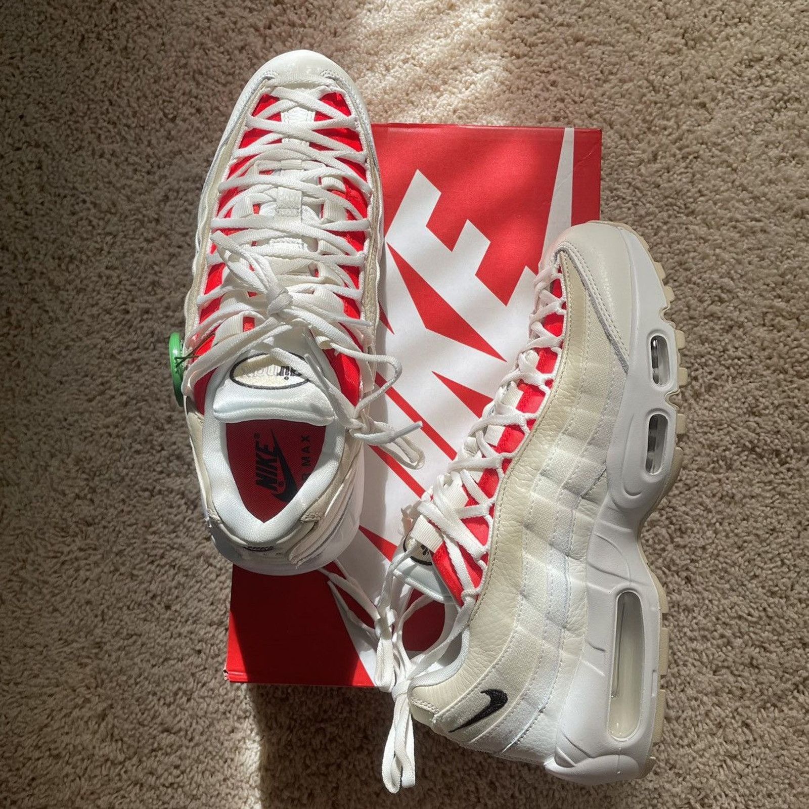 Nike AiR MAX 95 DOUBLE LACE SAiL COCONUT MiLK CHiLE RED AM95 Size US 9.5 / IT 39.5 - 1 Thumbnail