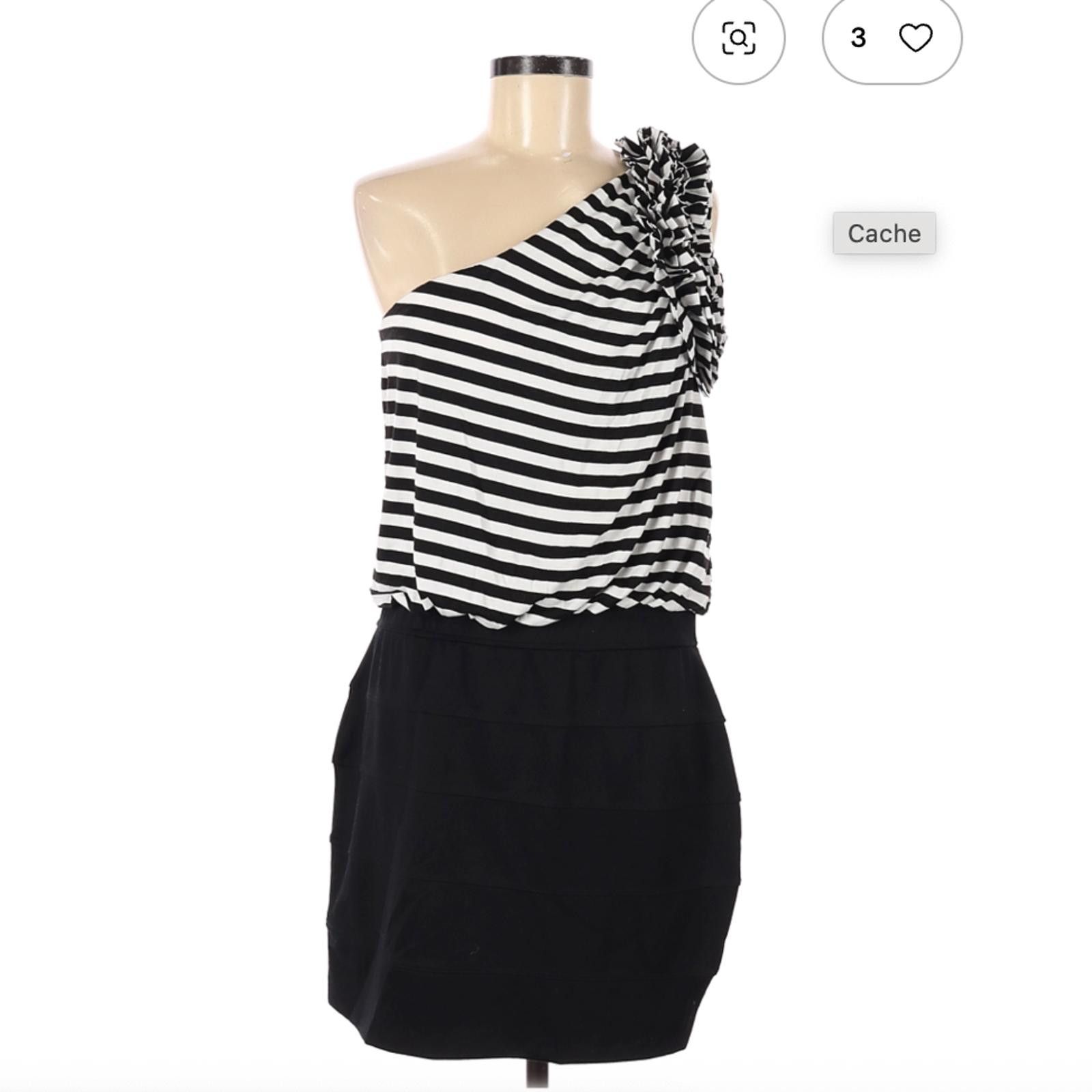 Other Cache One-Shoulder Striped Casual Dress Size L Size L / US 10 / IT 46 - 1 Thumbnail