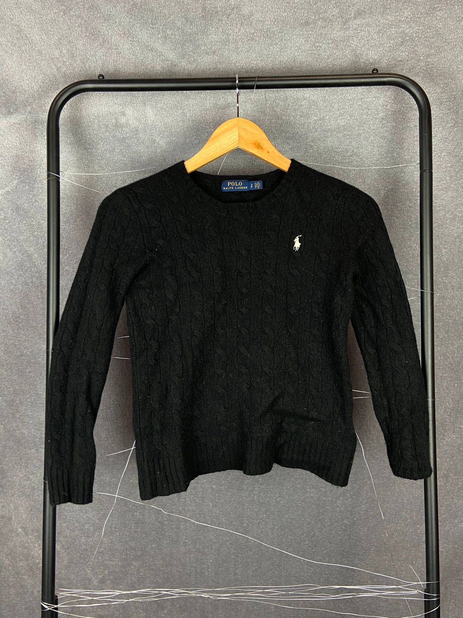 Polo Ralph Lauren Sweater Ralph Lauren black wool spellout minimal piece Size S / US 4 / IT 40 - 1 Thumbnail