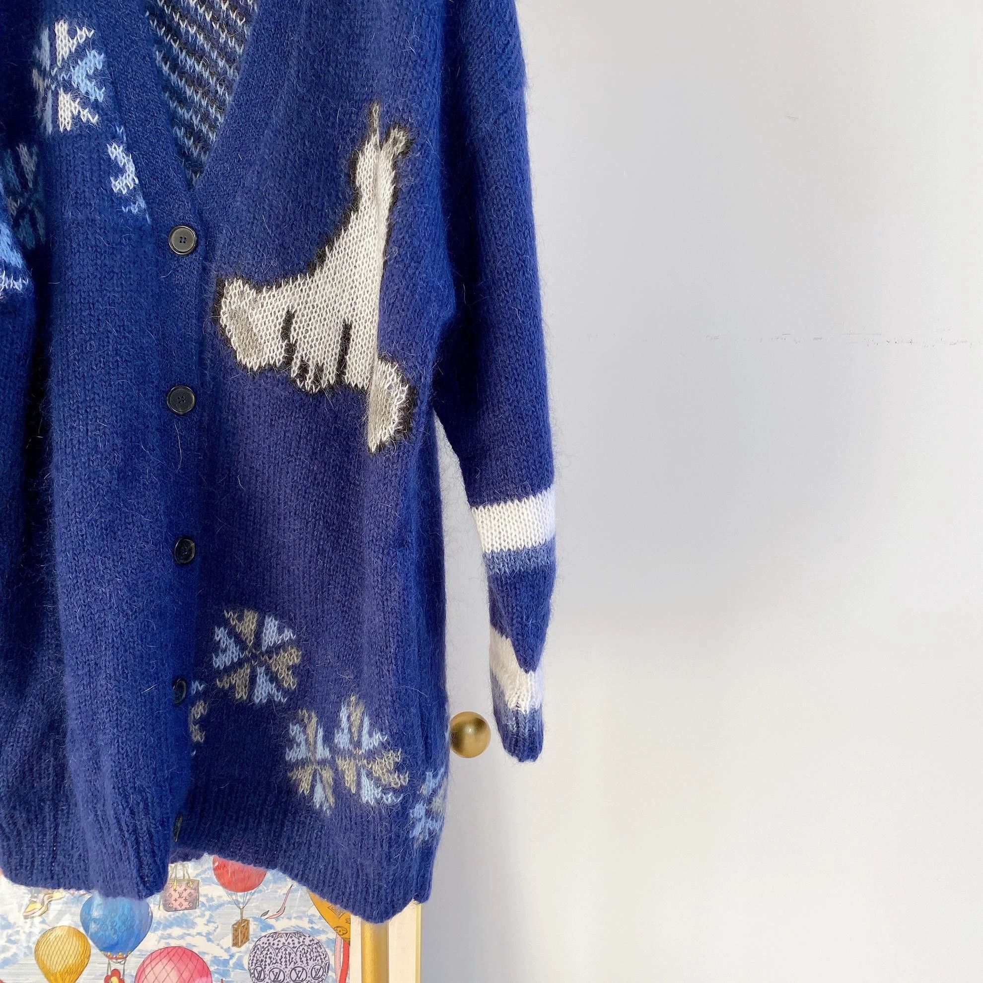 Loewe Loewe Blue Patterned Knit Cardigan M 7923 Size M / US 6-8 / IT 42-44 - 4 Thumbnail