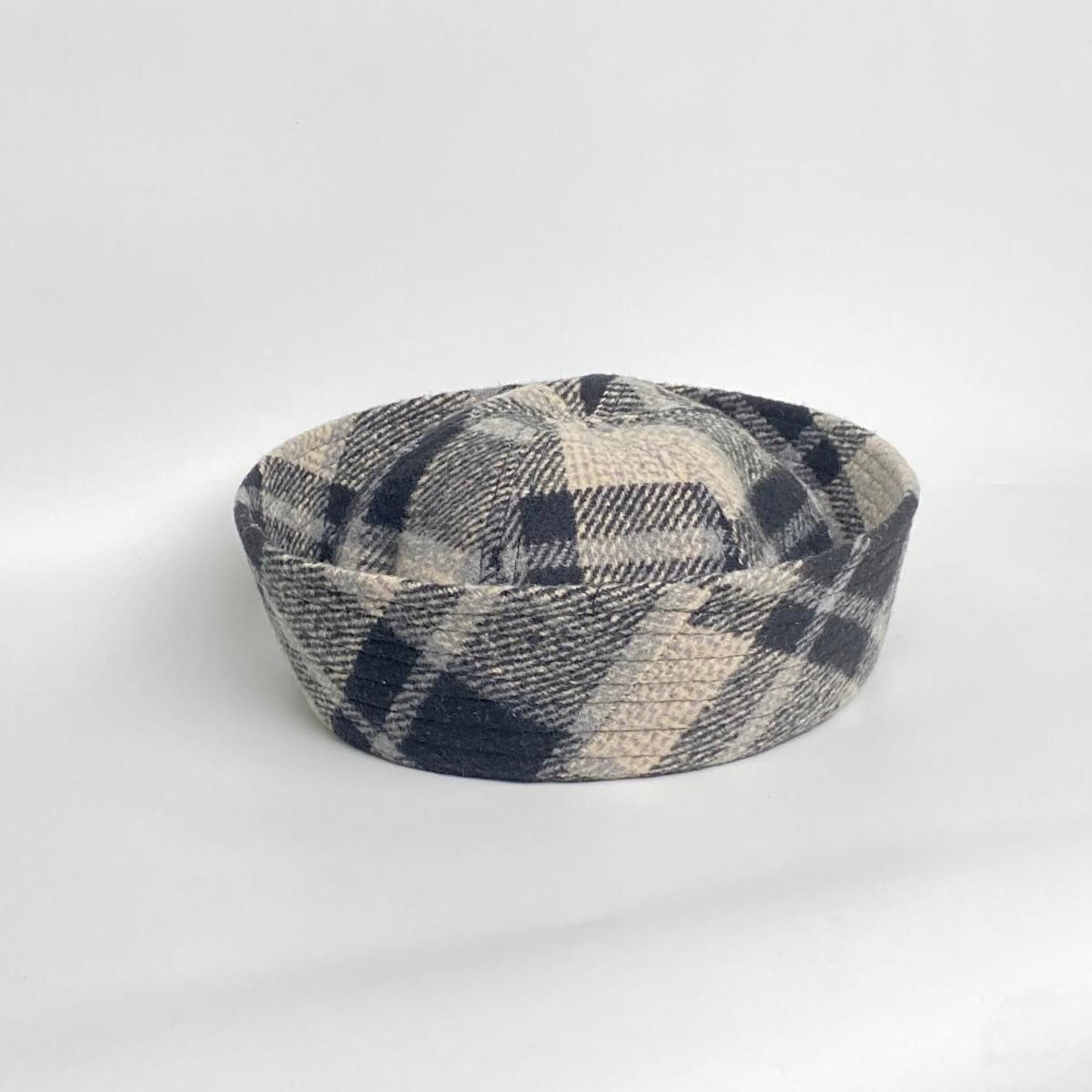 Japanese Brand Wool Blend Grey Plaid Beret Sailor Hat Y2K French Girl Size ONE SIZE - 6 Thumbnail